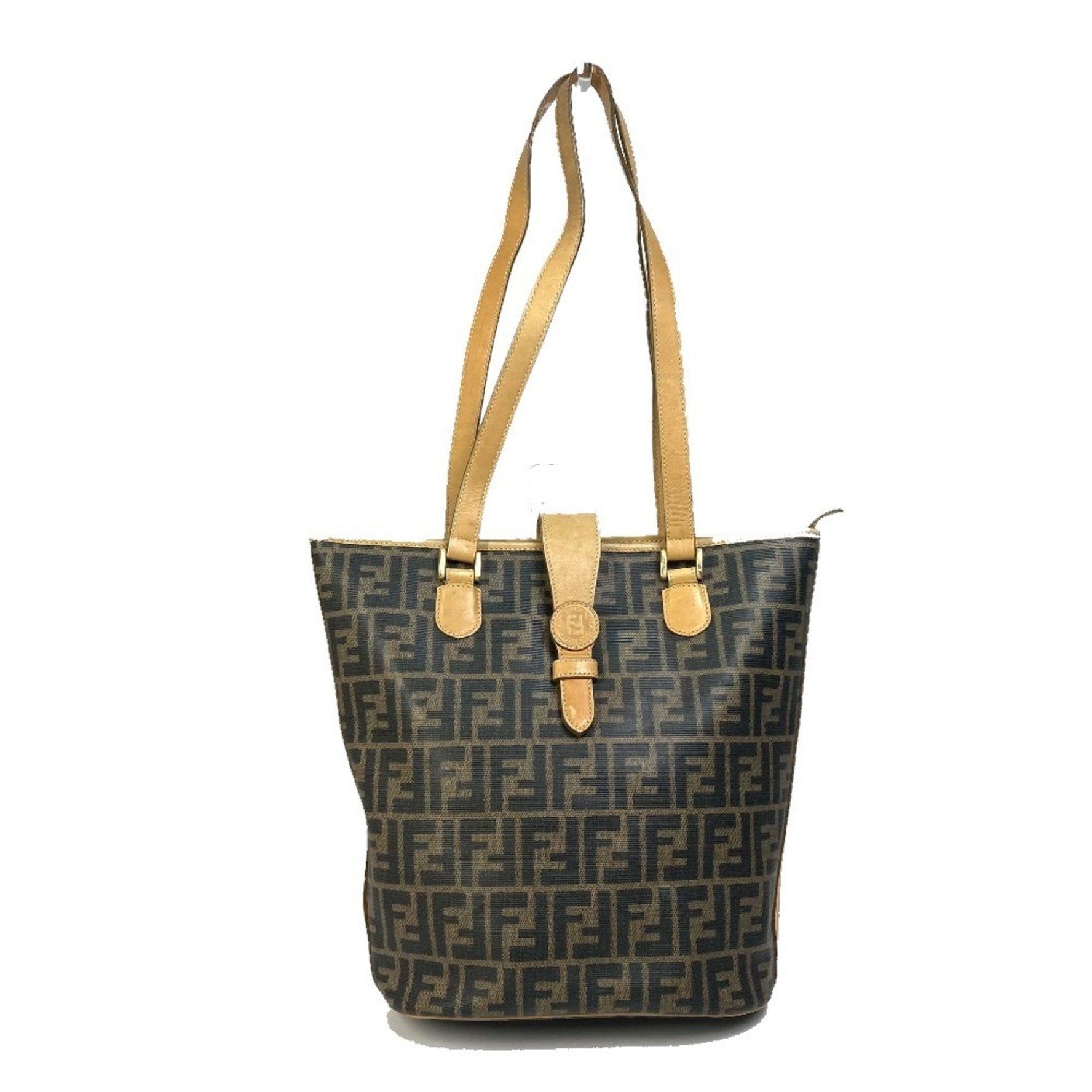 FENDI Zucca pattern bucket tote bag in PVC and leather