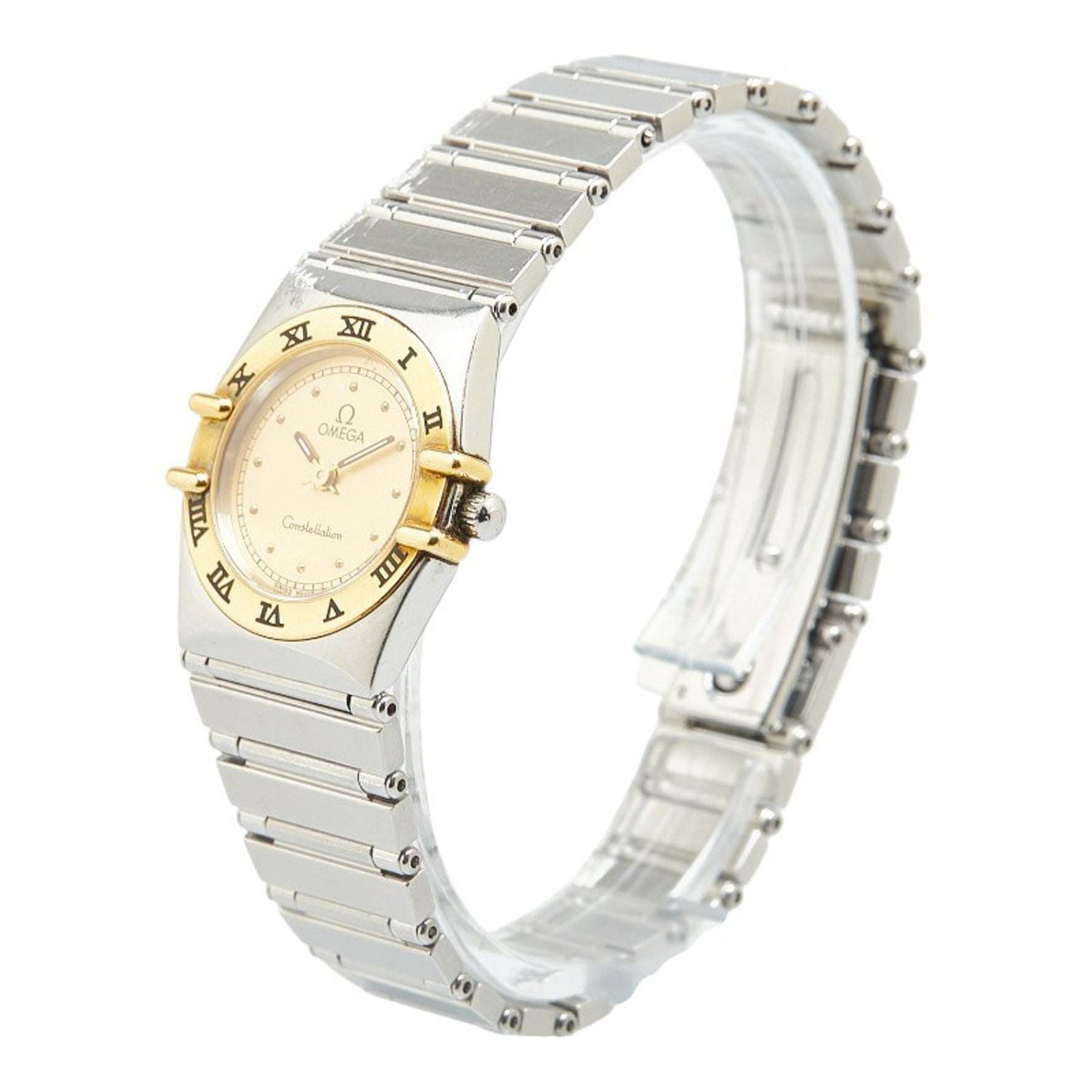 Omega Constellation Watch 1270.10.00 Quartz Gold Dial Stainless Steel