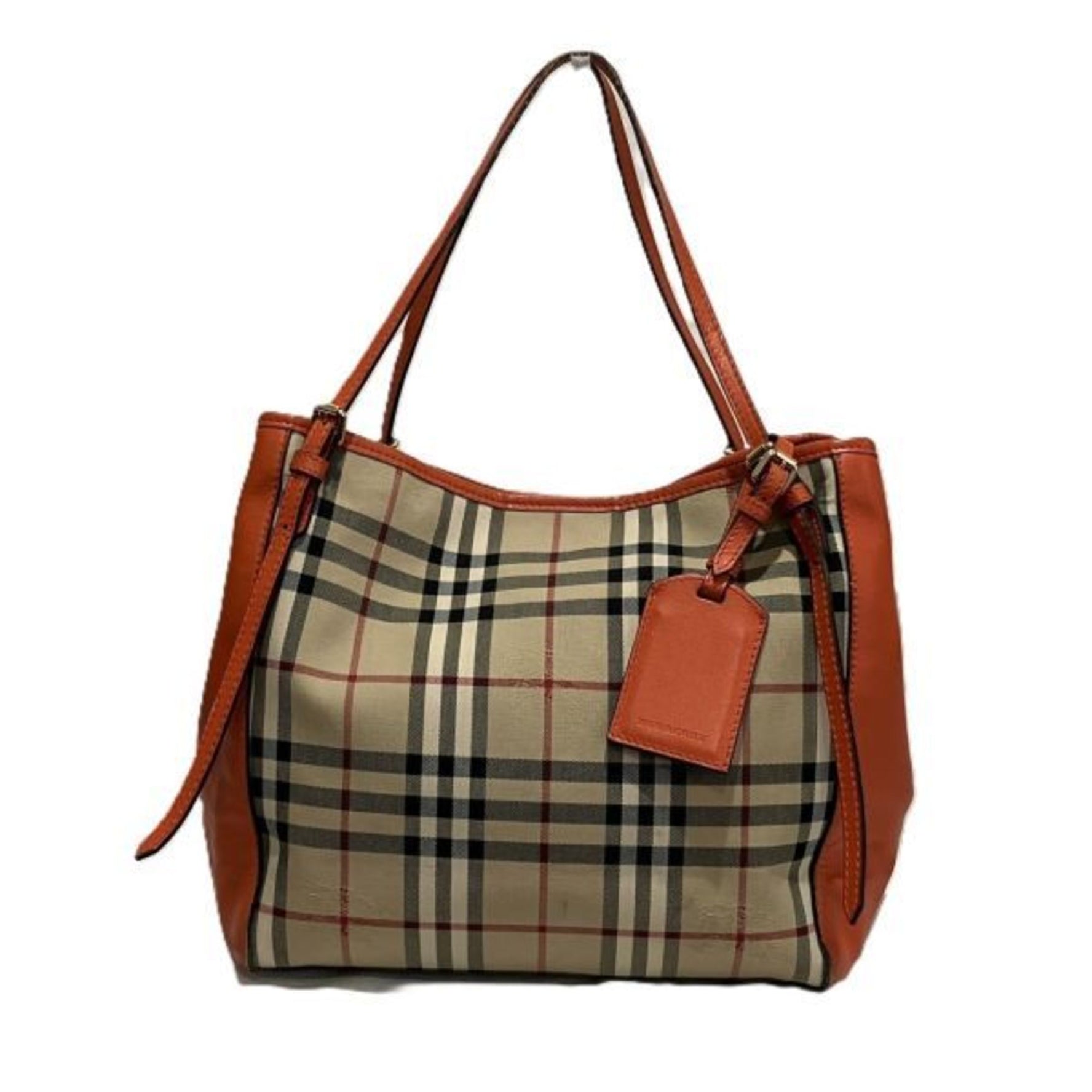 Burberry Nova Check Leather and Canvas Tote Bag