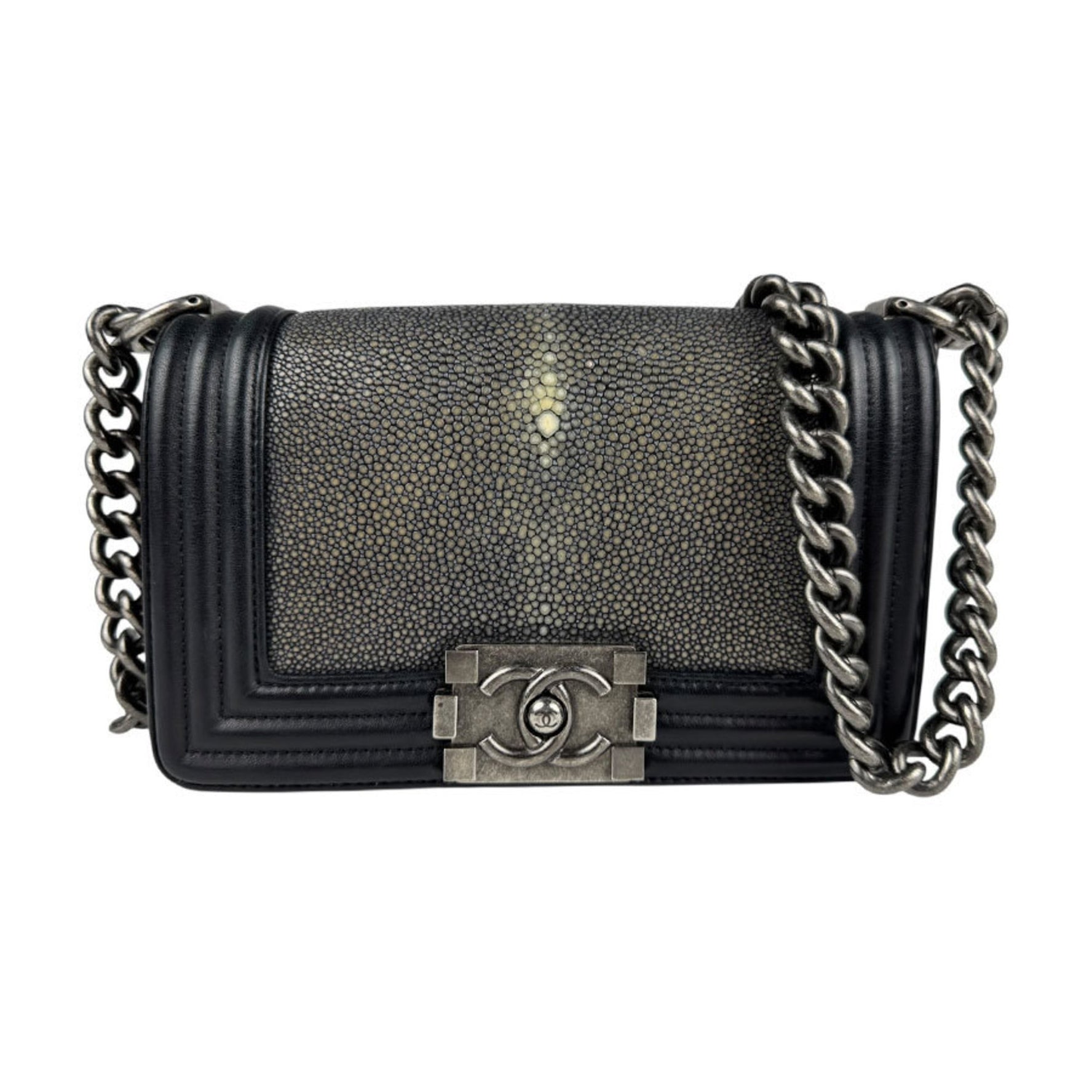 CHANEL Boy Shoulder Bag, Leather Galuchat