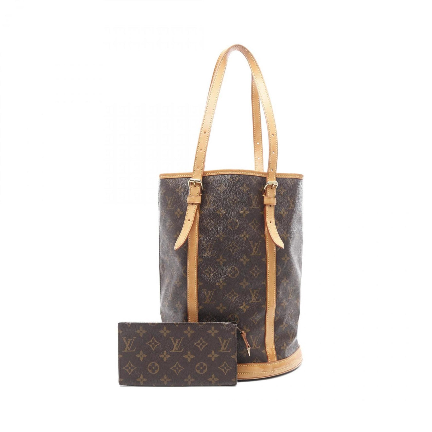 Louis Vuitton Bucket GM Monogram Shoulder Bag in Coated Canvas and Leather, Brown