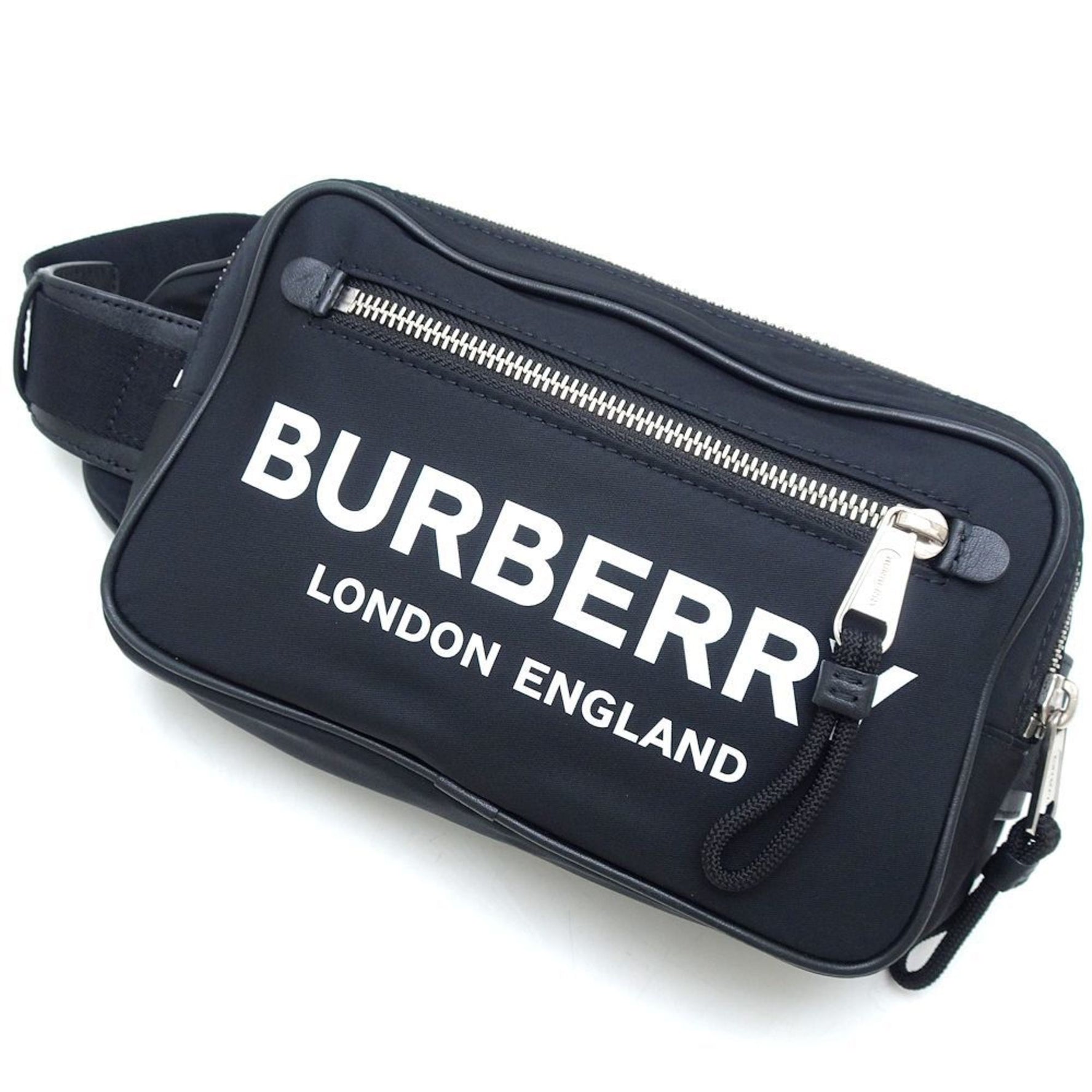 BURBERRY ECONYL Bum Bag Body Print Nylon x Leather Black White