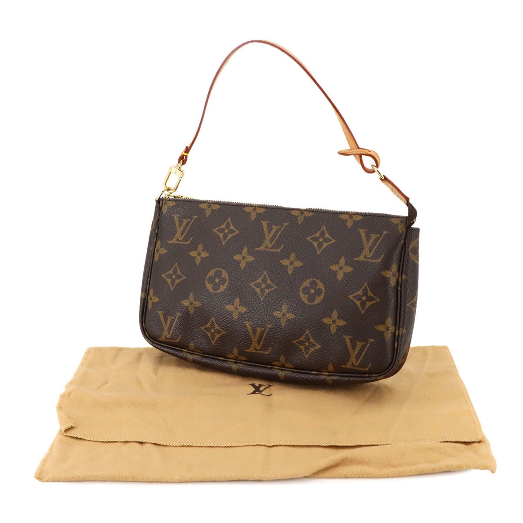 Louis Vuitton Pochette Accessoires Handbag Brown with Gold Hardware