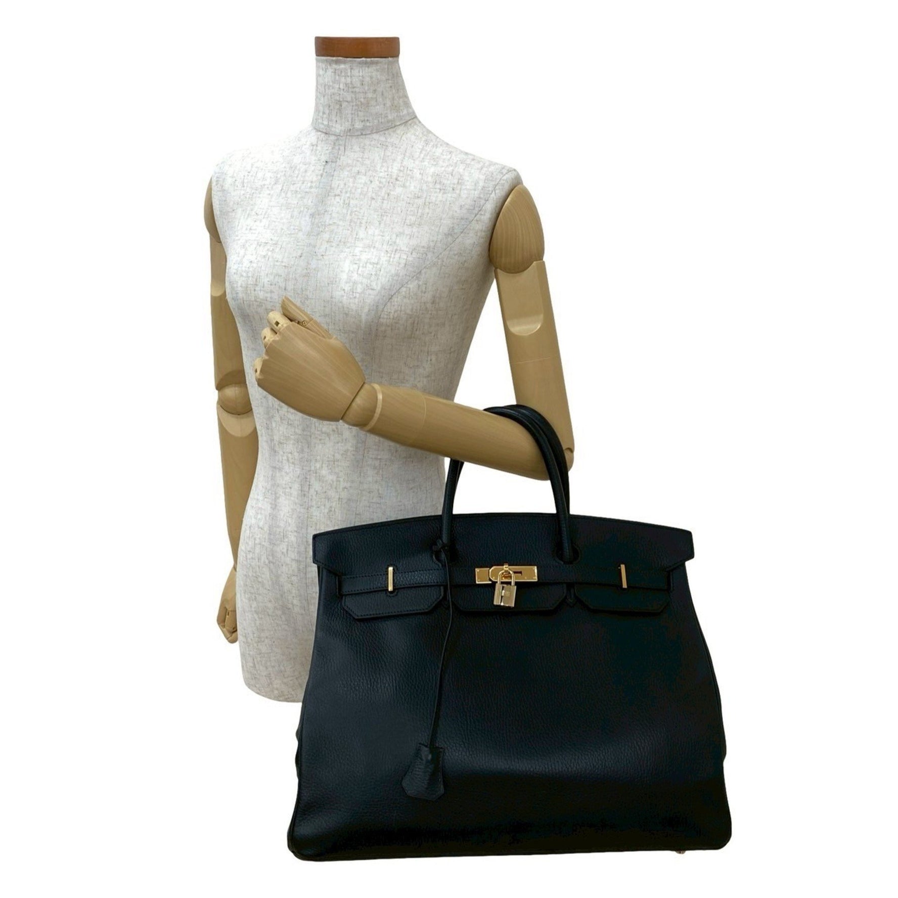HERMES Birkin 40 Le Tourne Ardennes Leather Handbag Tote Bag Black