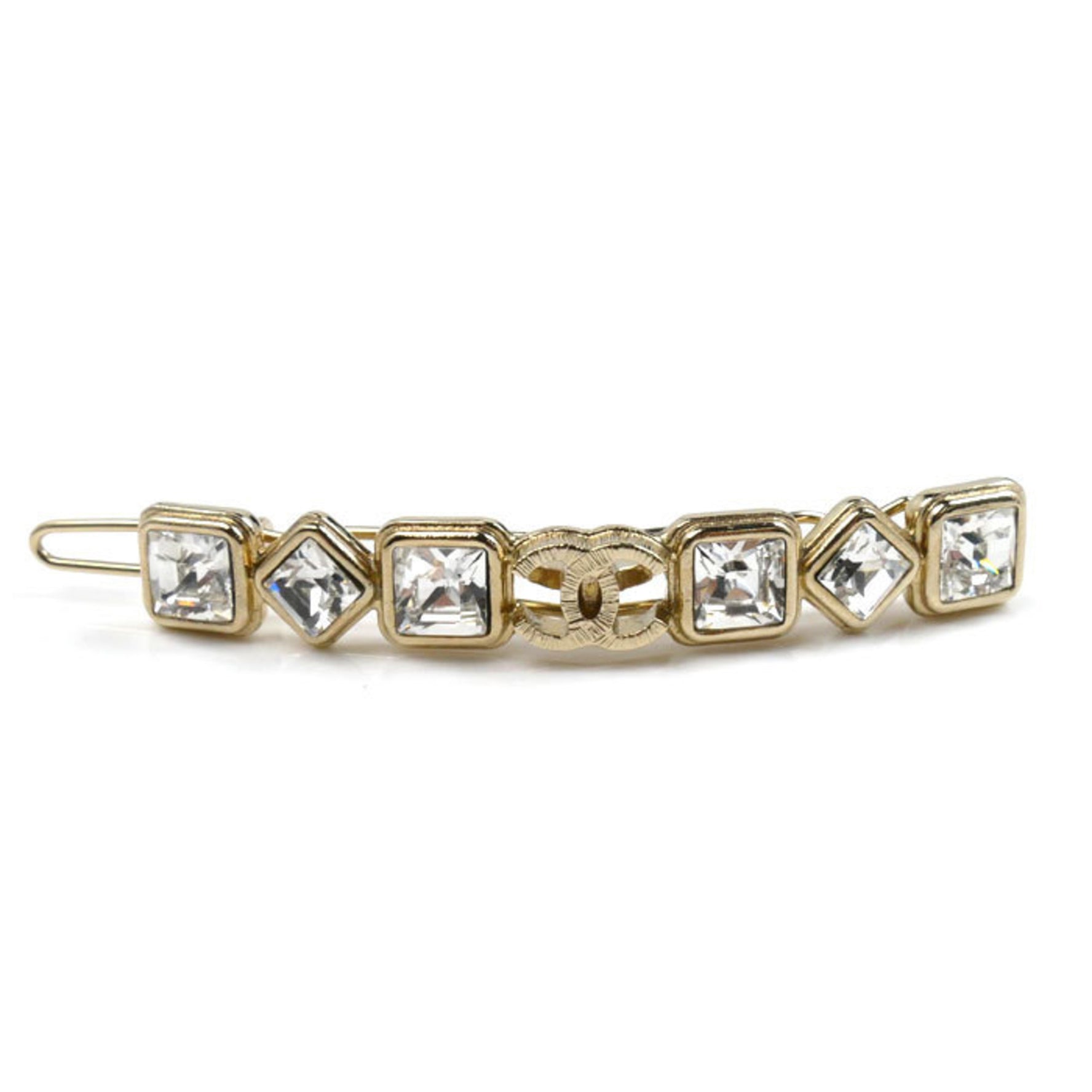 CHANEL Metal Coco Mark Rhinestone Barrette