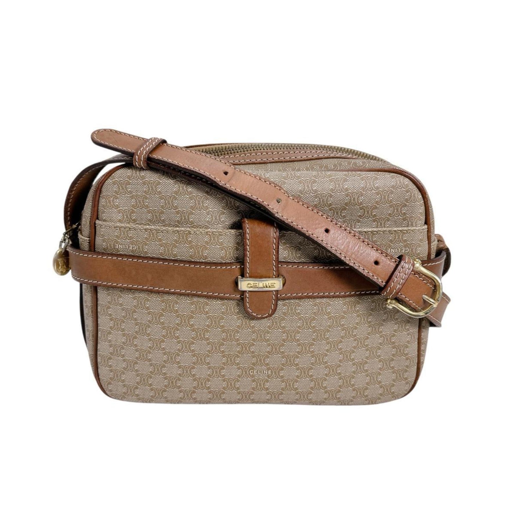 CELINE Shoulder Bag Macadam Blazon Logo x Leather