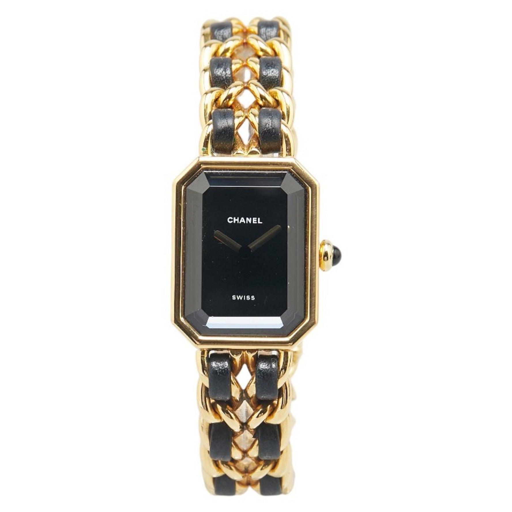 CHANEL Premiere Watch, Size L, Quartz Movement, Black Dial, Stainless Steel, Leather