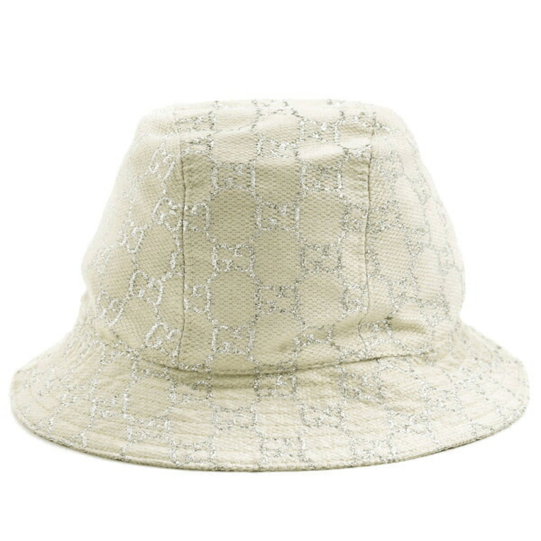 Gucci GG Bucket Hat, Size M, Glitter, Wool, Ivory