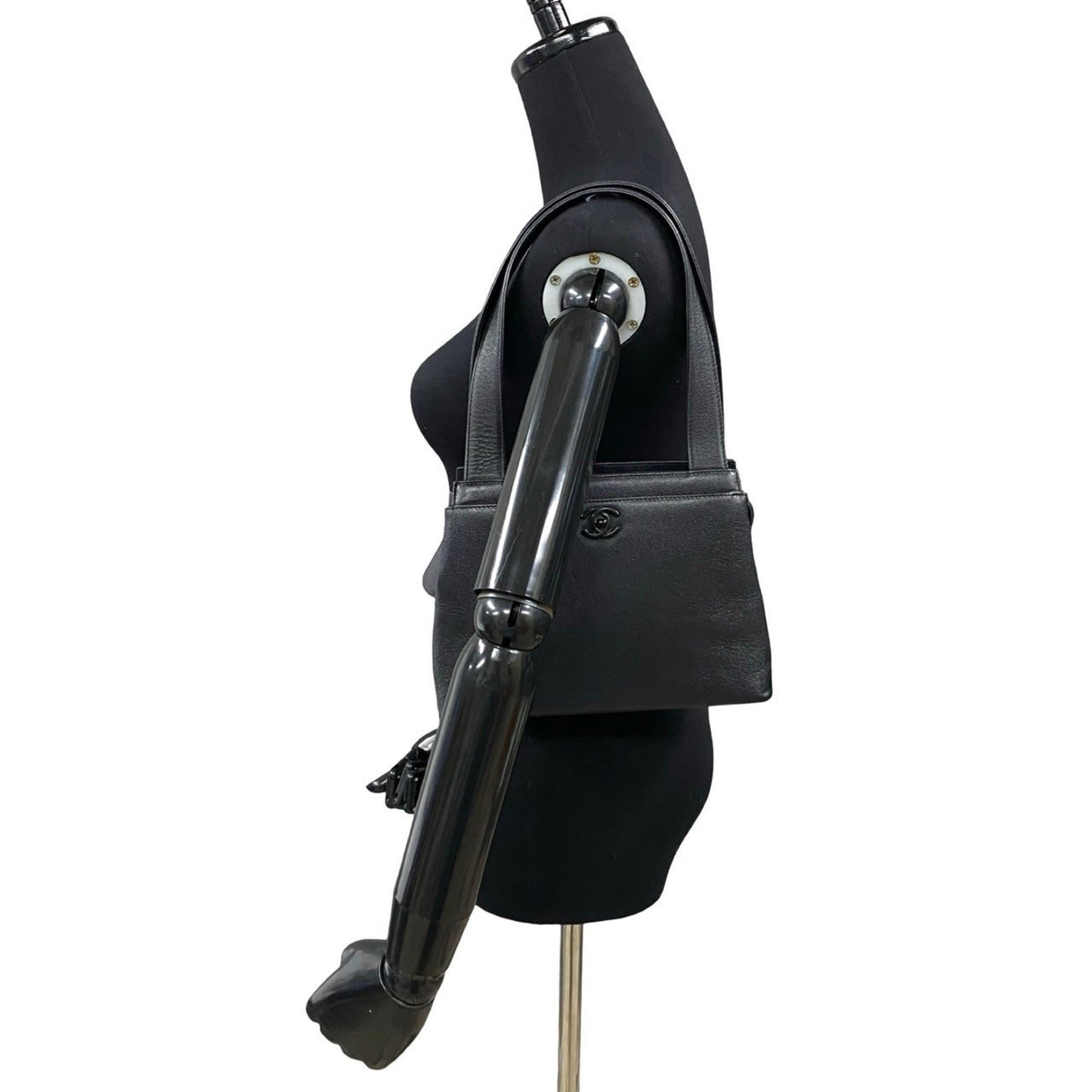 CHANEL Caviar Skin Coco Mark Turnlock Handbag Mini Tote Bag