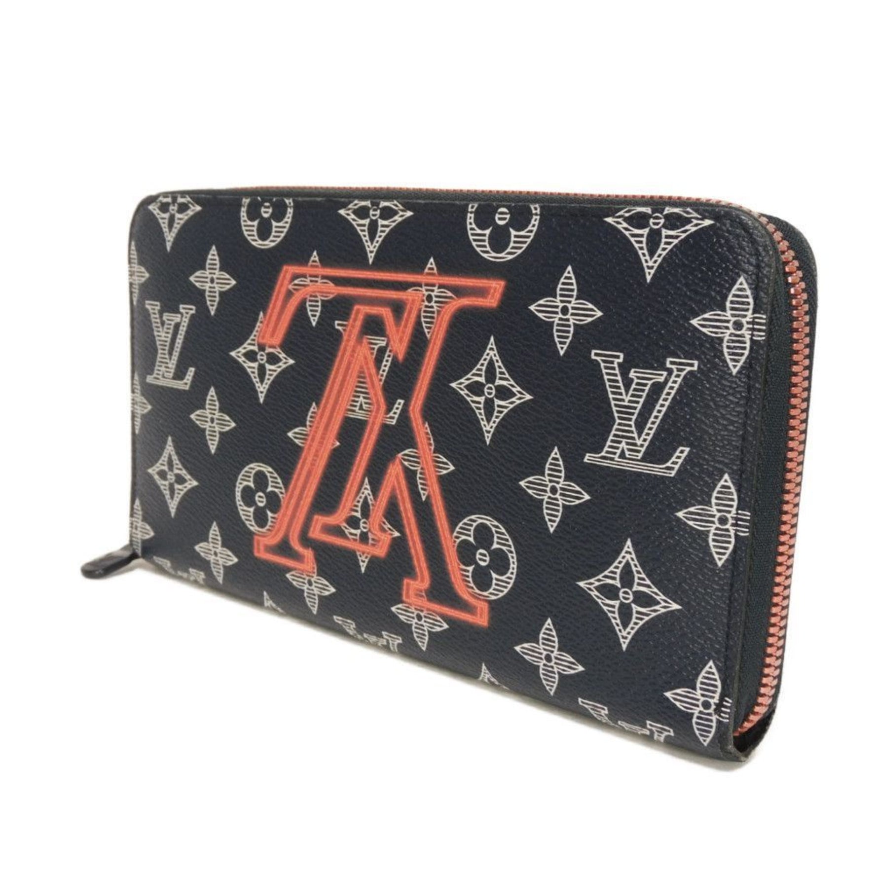 Louis Vuitton Zippy Organizer Long Wallet, NM, LV Floral Navy Pink Monogram Ink Upside Down