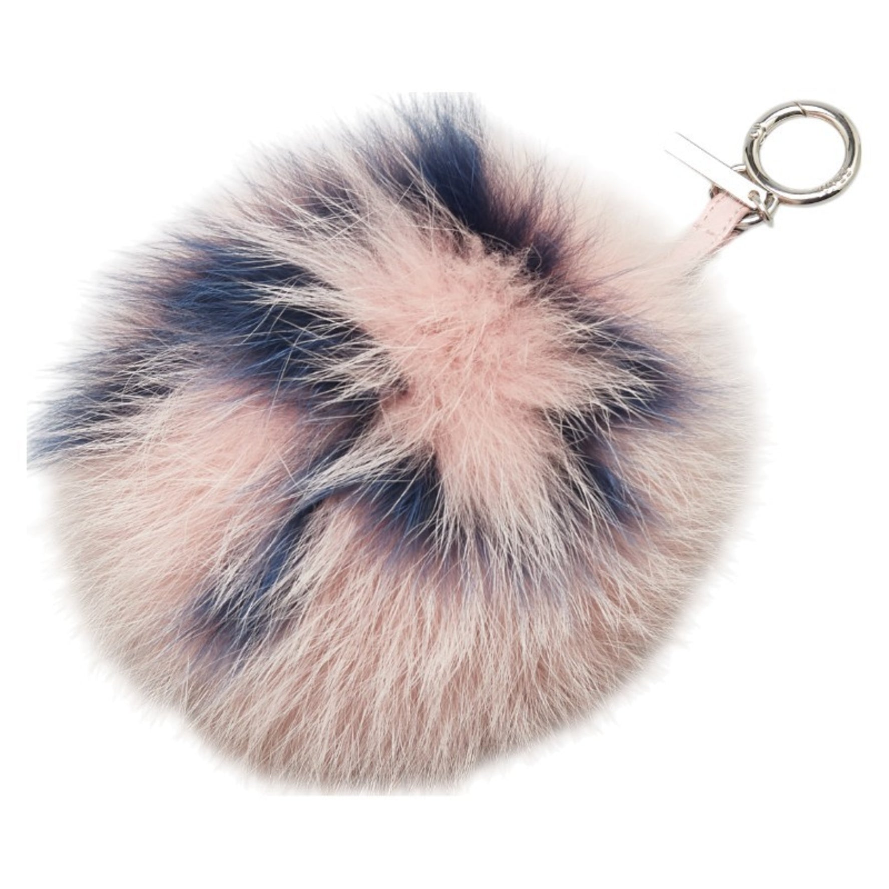 Fendi Pom-Pom Charm Key Ring Keychain 7SR45R Pink Blue Fur Leather Women's FENDI