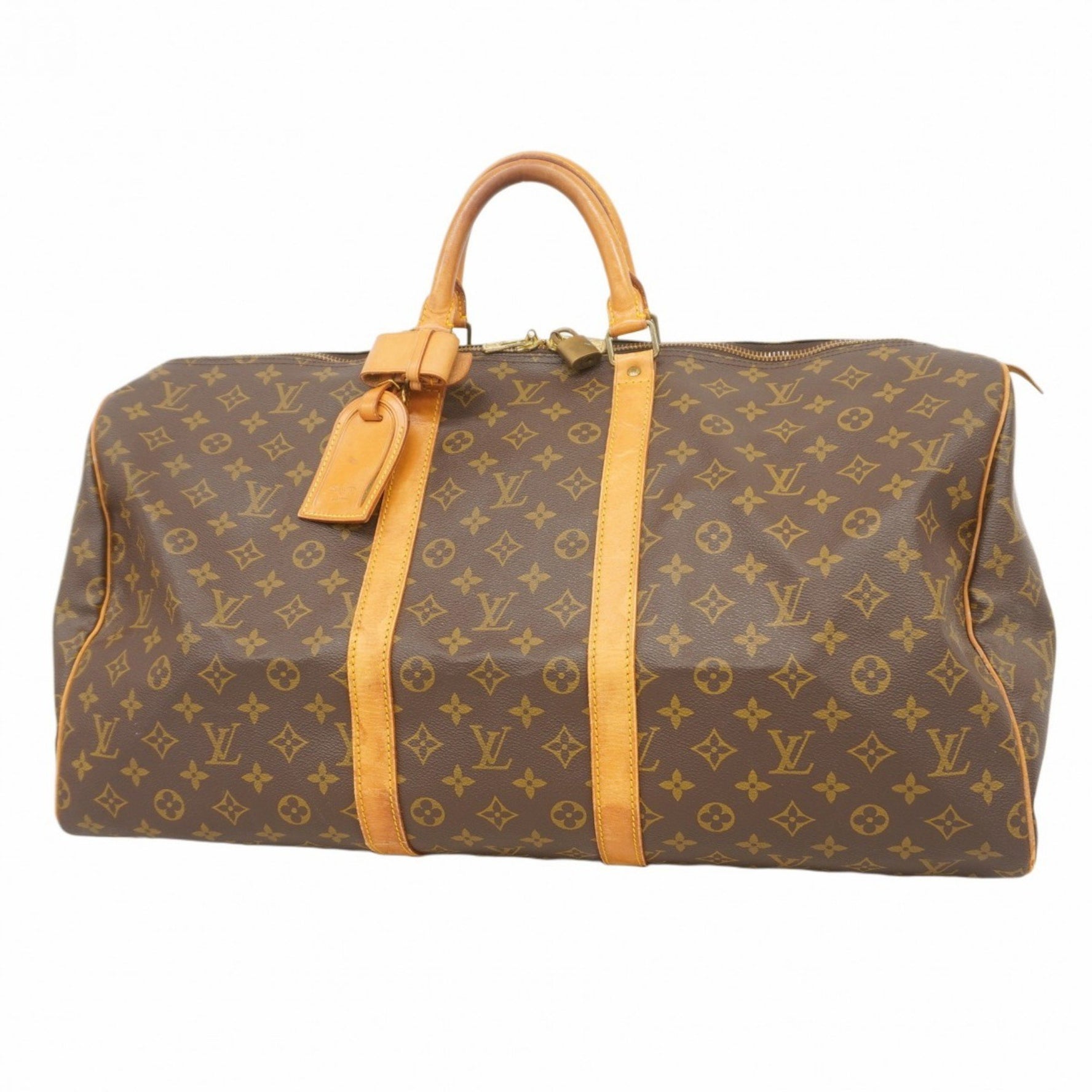 Louis Vuitton Monogram Keepall 55 Boston Bag M41424 Brown Men's and Women's