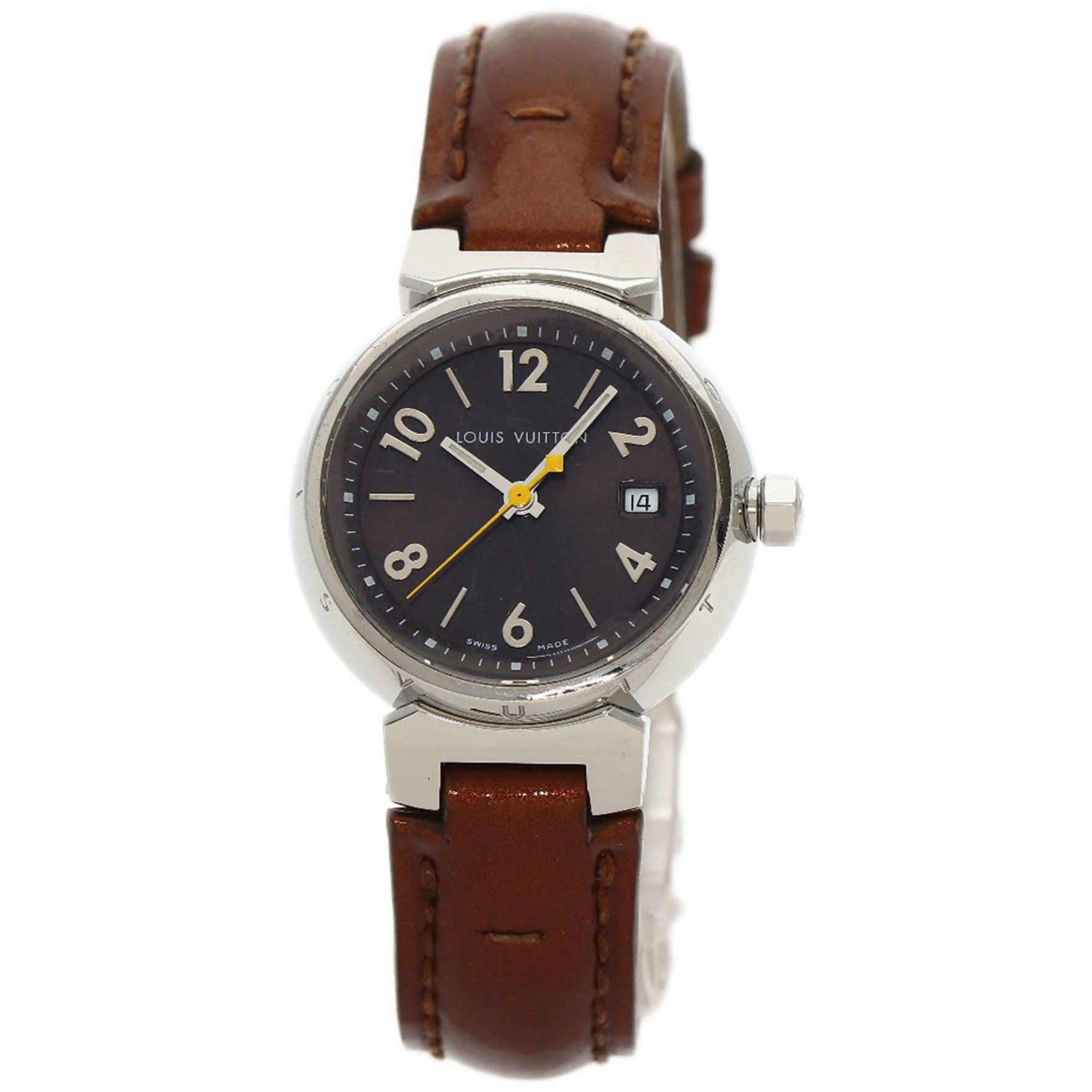 Louis Vuitton Tambour Watch Stainless Steel Leather Ladies LOUIS VUITTON