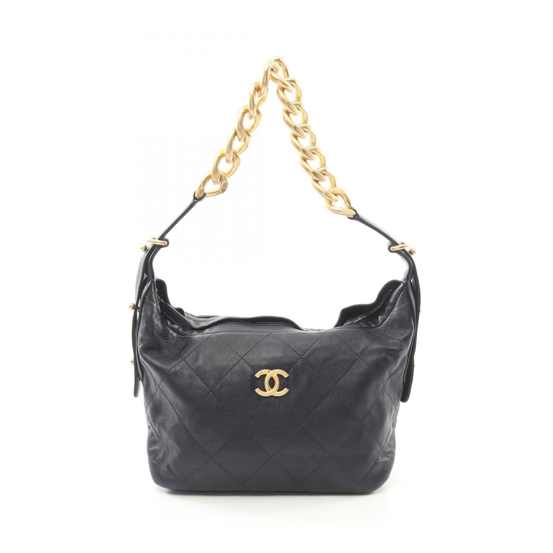 CHANEL Matelasse Shoulder Bag Leather Women's Navy AS2910