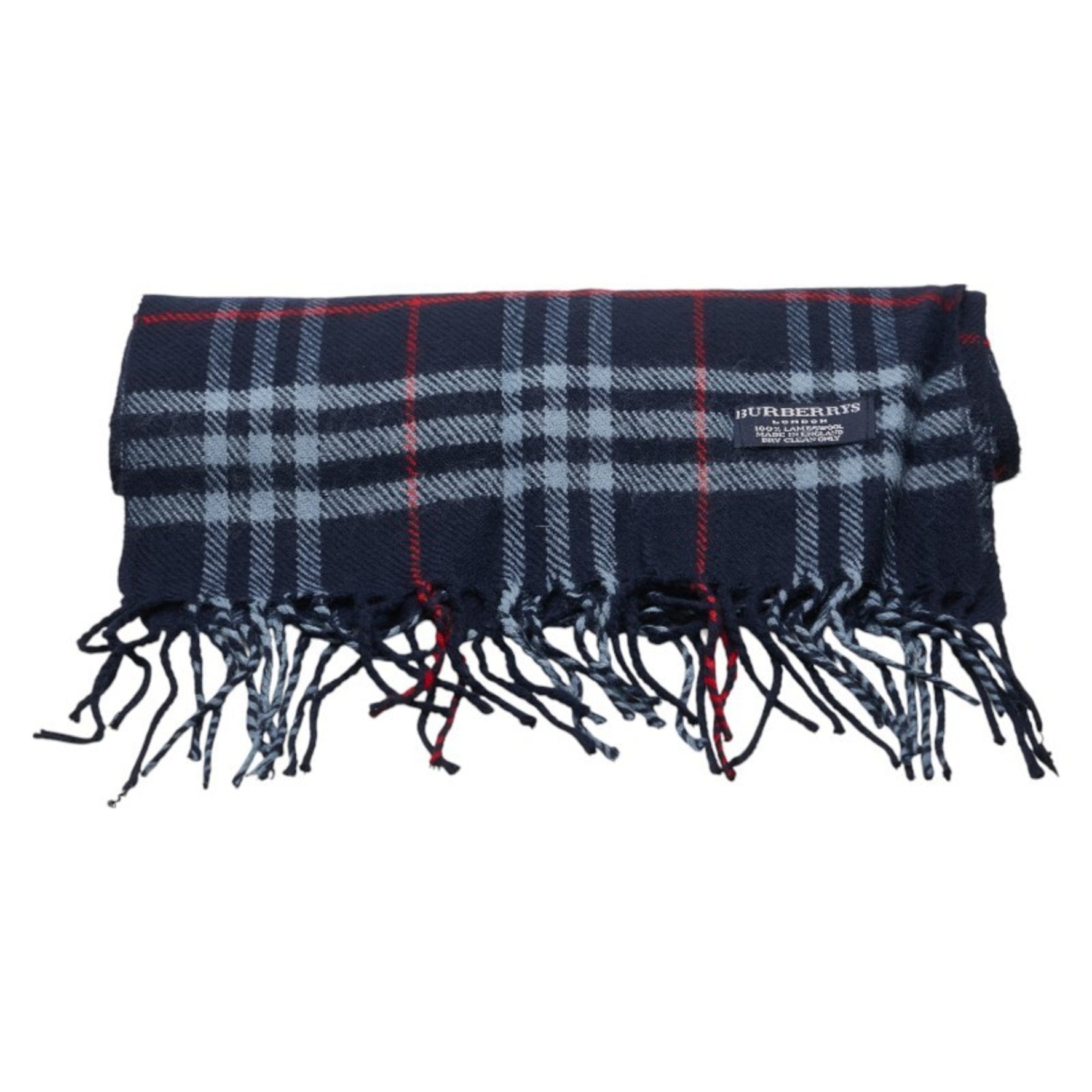 Burberry Nova Check Scarf Navy Lambswool Women's BURBERRY