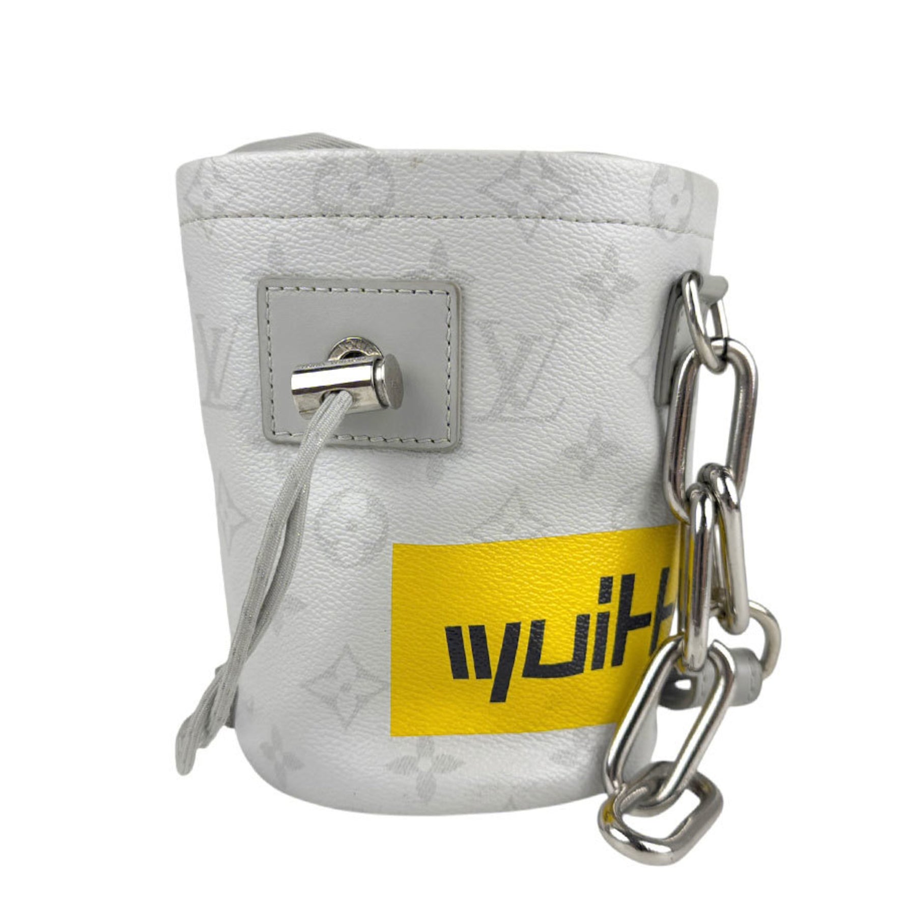Louis Vuitton Shoulder Bag Monogram Chalk Nano Coated Canvas Light Gray Yellow Silver