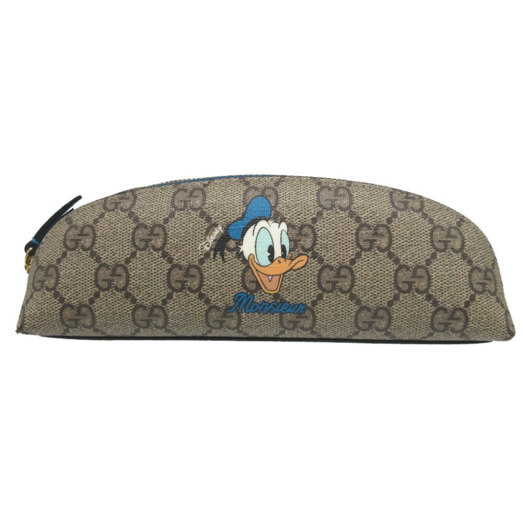 Gucci Disney collaboration Donald Duck GG Supreme leather brown pencil case 1803GUCCI