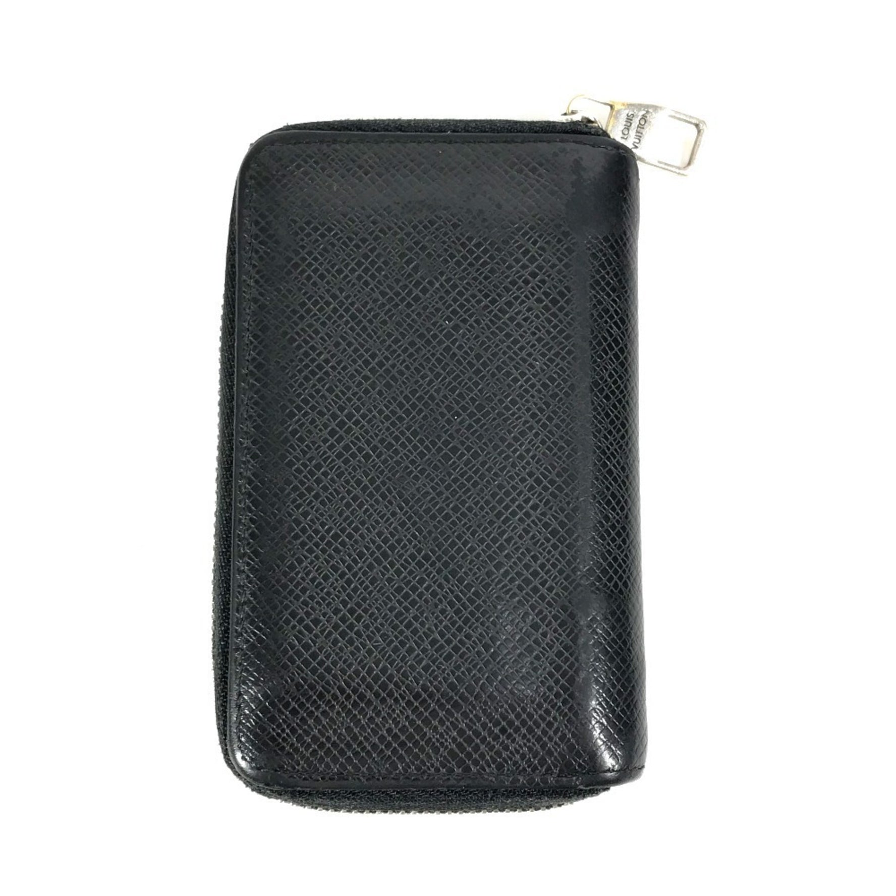 Louis Vuitton Taiga Zipper Coin Purse, Wallet, Round Zipper, Wallet/Coin Case, Leather, Men's, Ardoise, Black