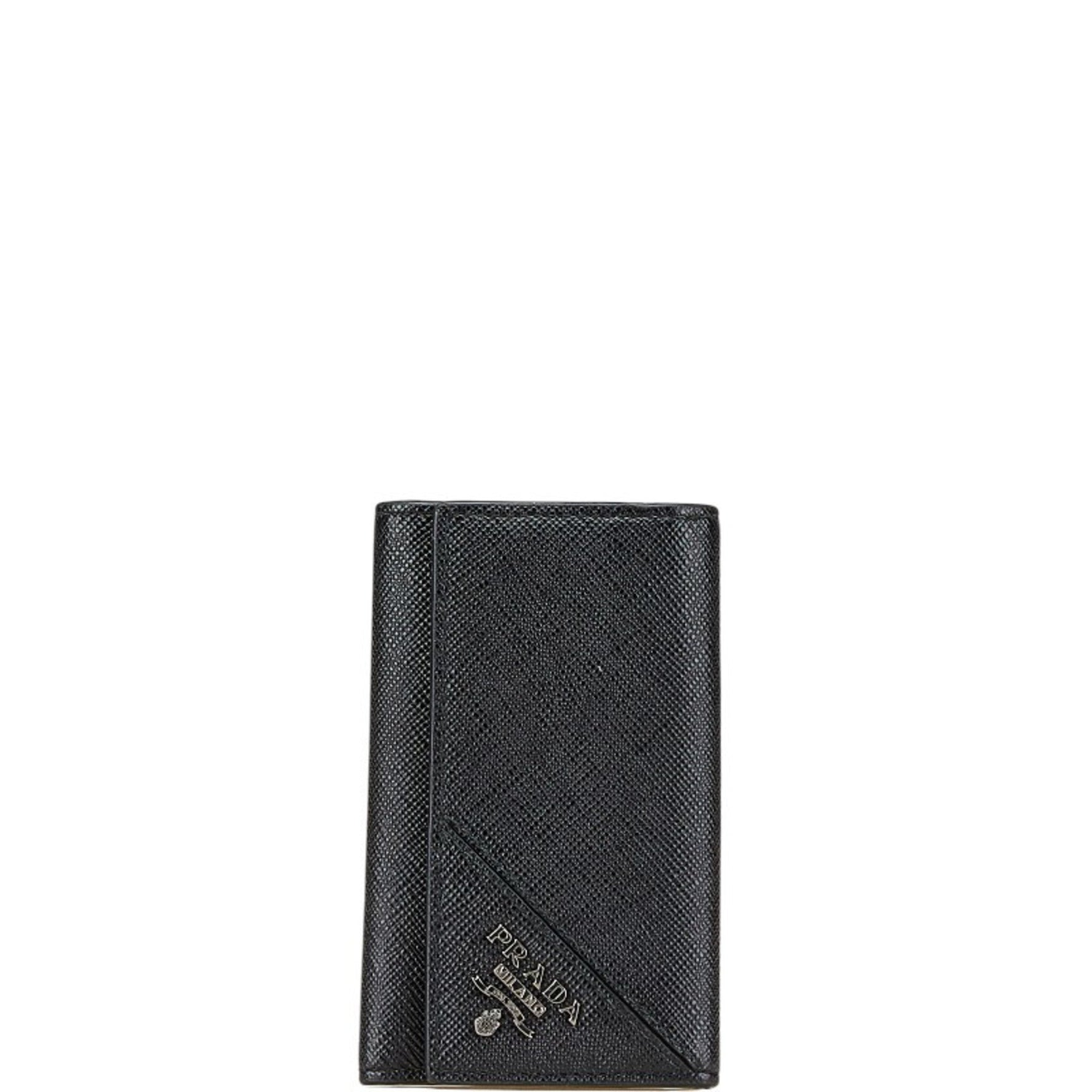 Prada Logo Saffiano Key Case in Leather