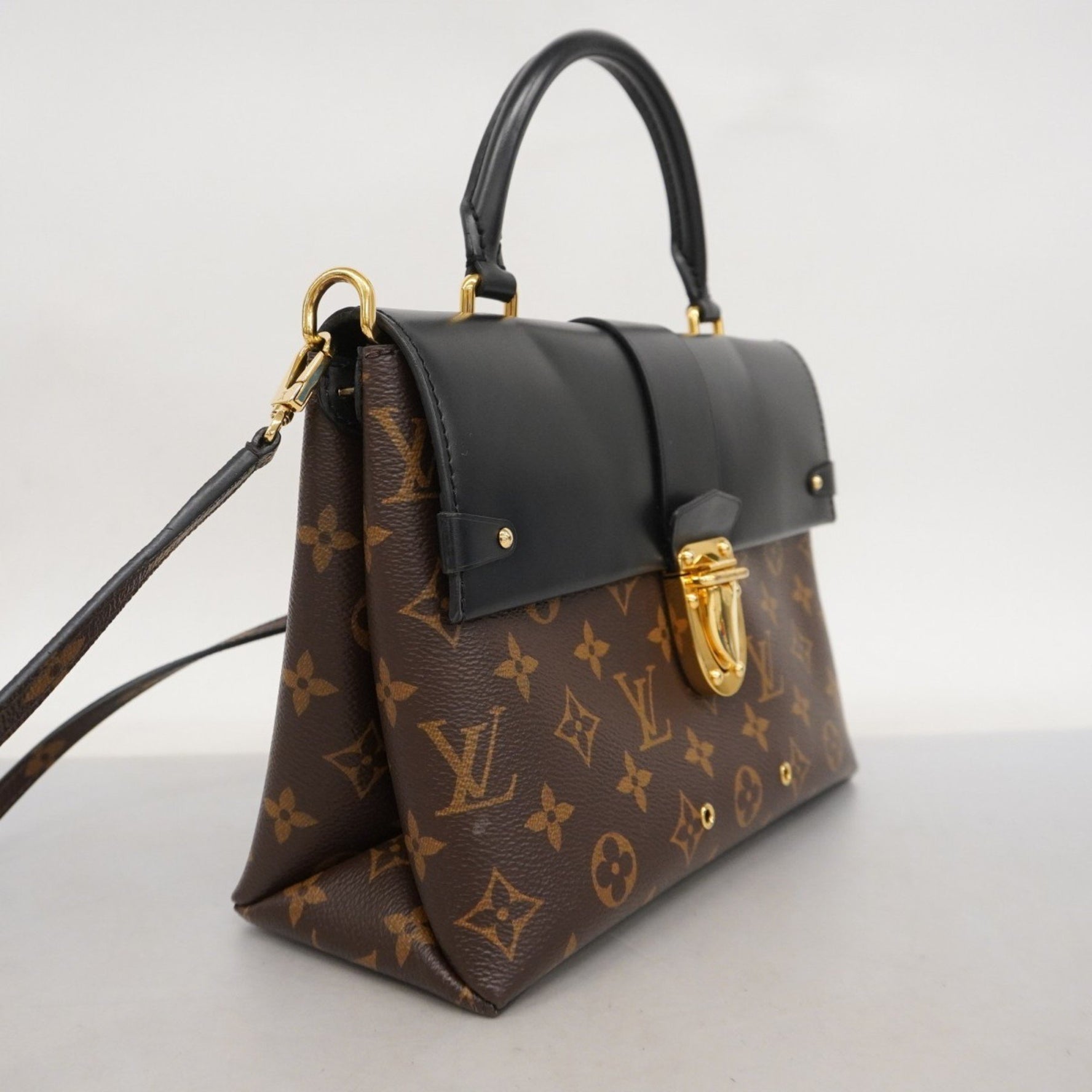 Louis Vuitton Monogram One-Handle Flap Bag MM M43125 Brown Noir Women's