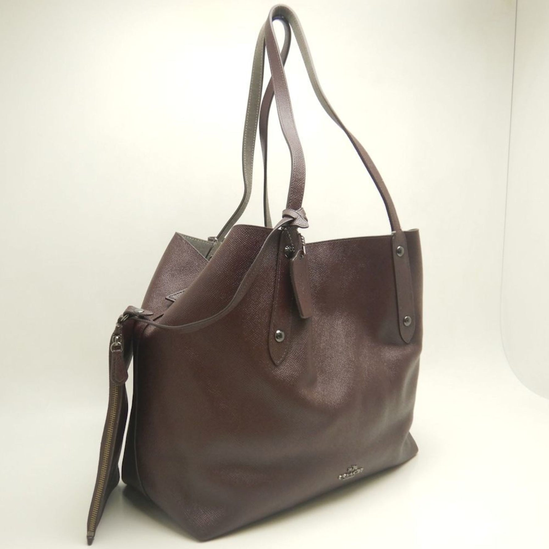COACH Reversible Tote Leather Bag in Purple and Gray