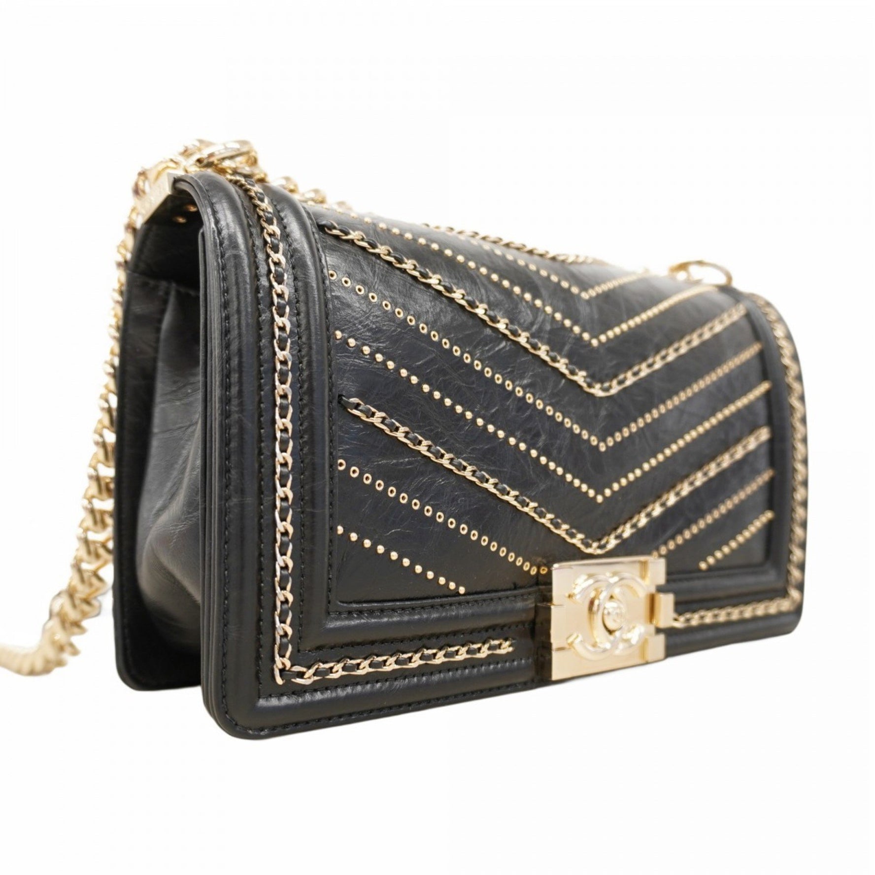 Chanel Boy Shoulder Bag, Chain Calfskin