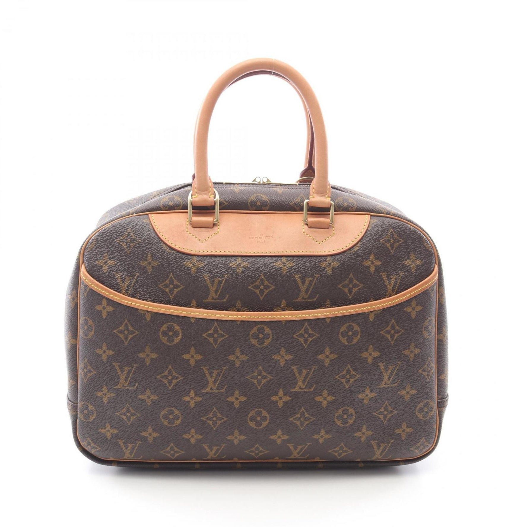 Louis Vuitton Deauville Bowling Vanity Handbag in Coated Canvas and Leather with Monogram Design