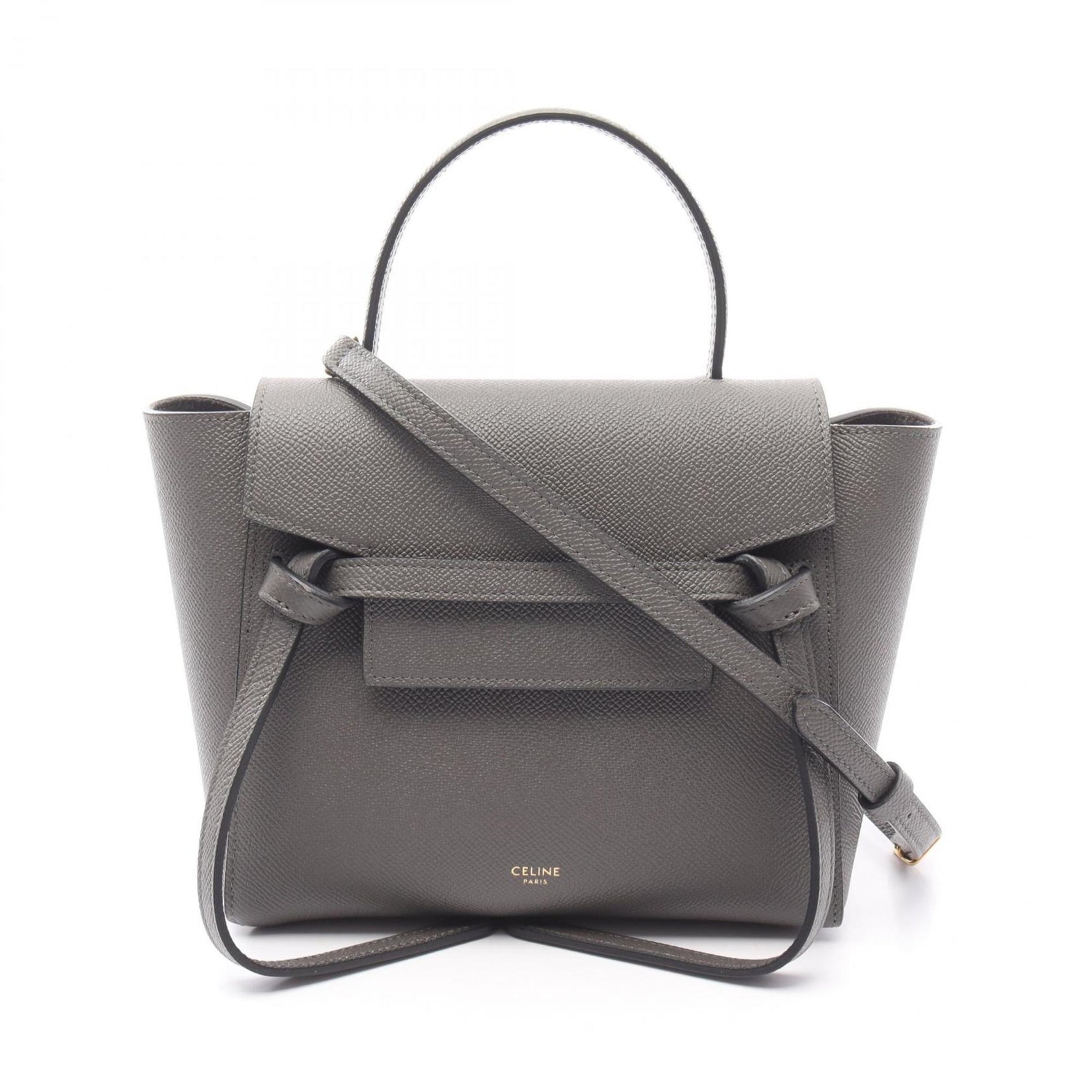 Celine BELT BAG NANO handbag in leather, gray.