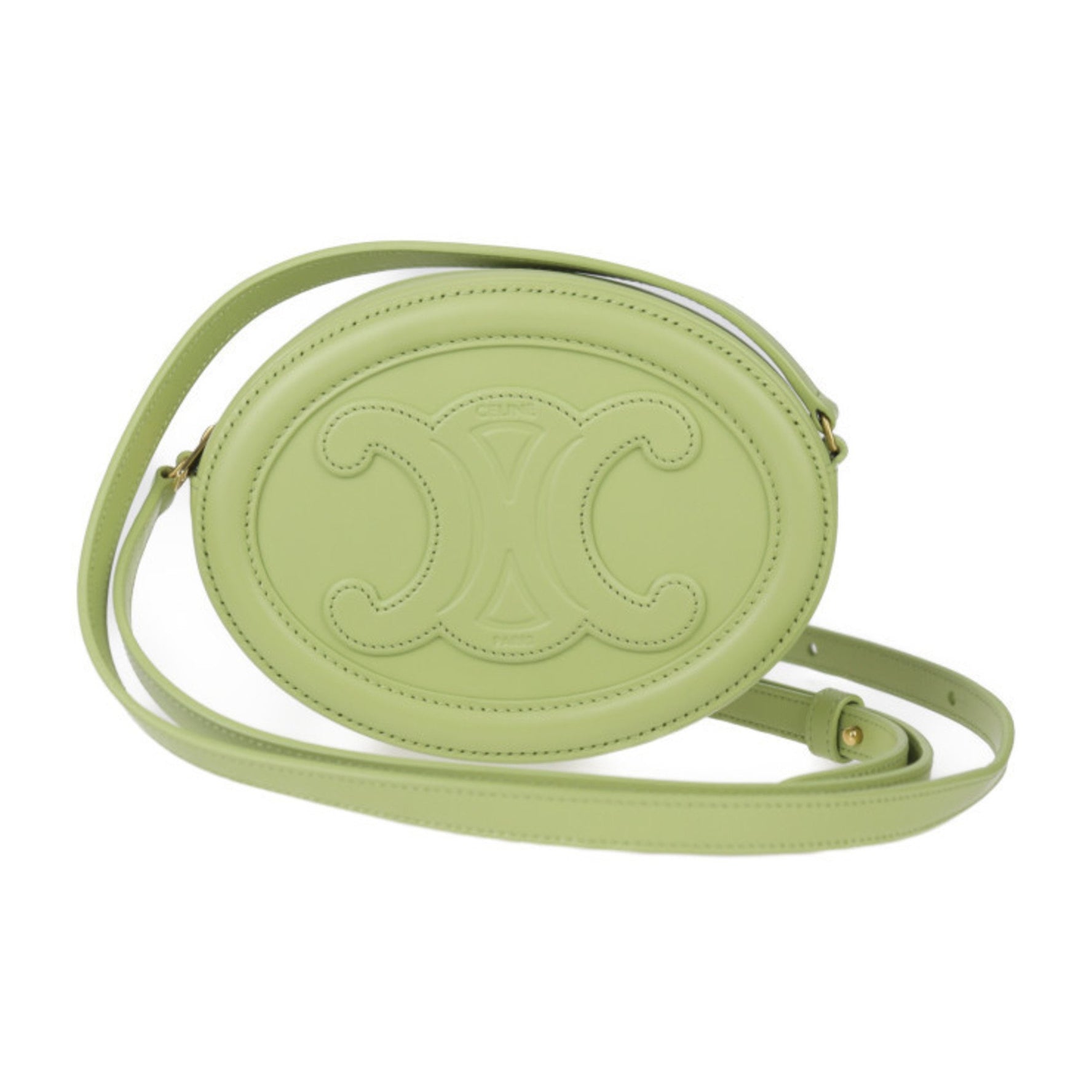 CELINE Cuir Triomphe Oval Purse Crossbody Shoulder Bag in Calfskin with Pochette