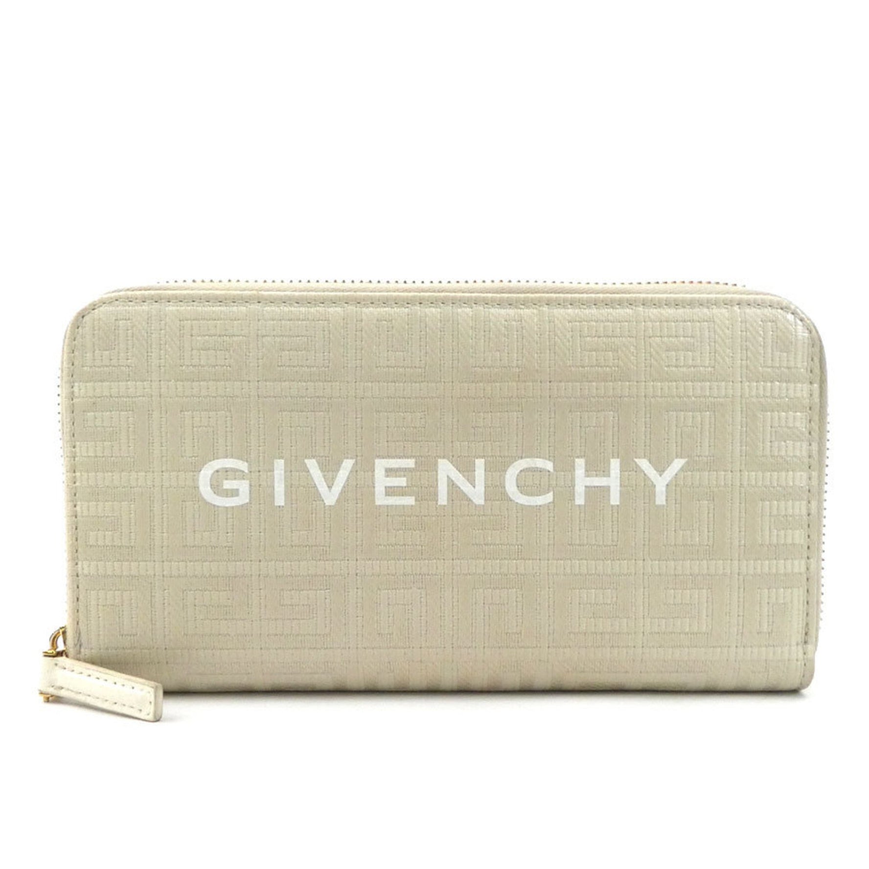 Givenchy Round Long Wallet Coated Canvas Light Beige Gold Men's