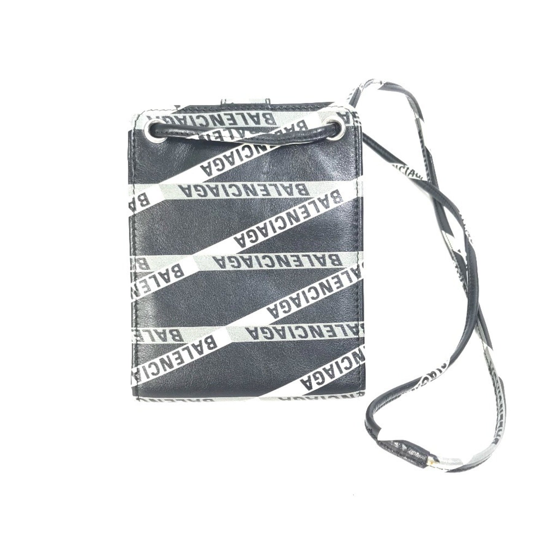 BALENCIAGA Explorer Shoulder Wallet with Logo, Black Leather, Men's