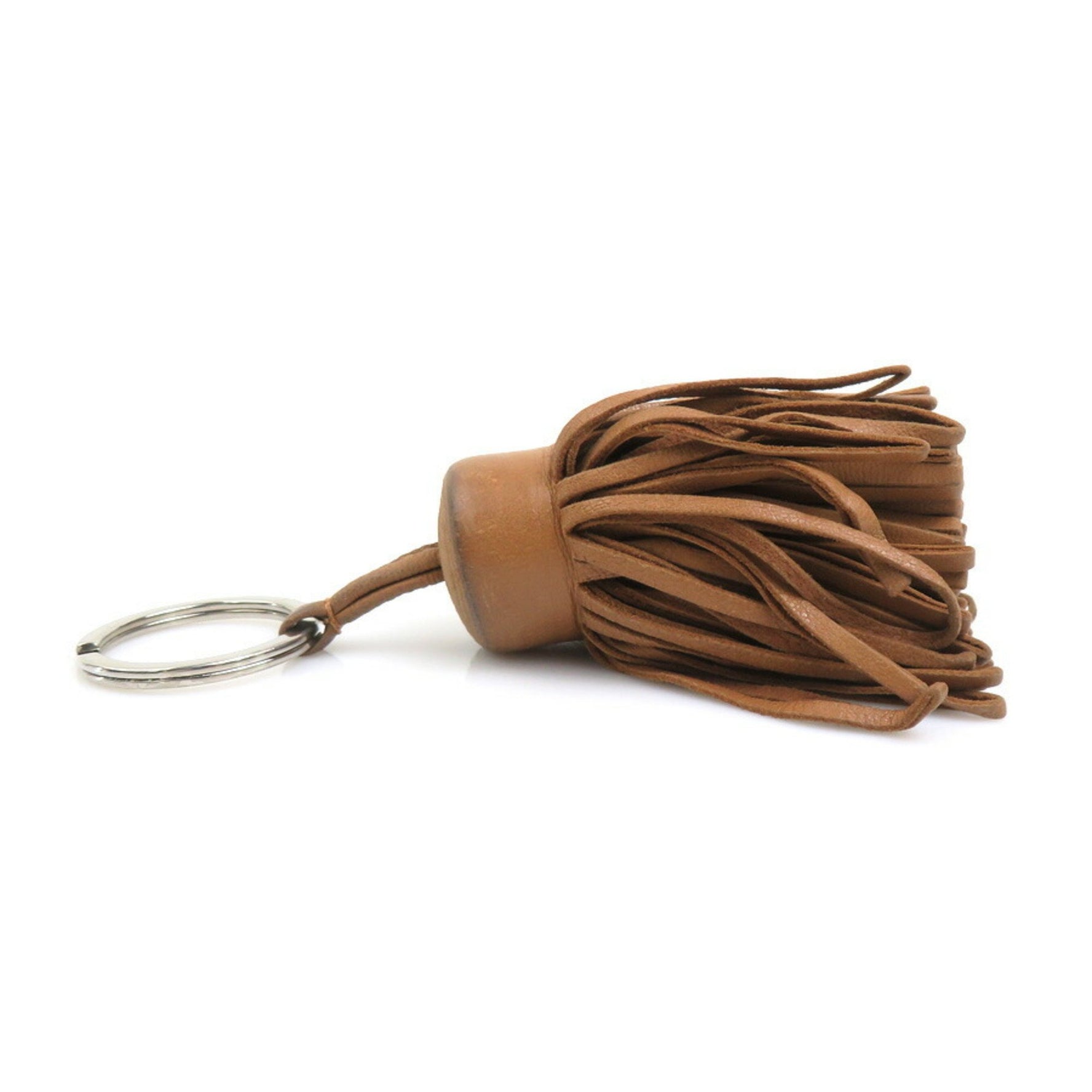 Hermes HERMES Key Ring Holder Carmen Leather Metal Brown Silver Men's Women's e60125a