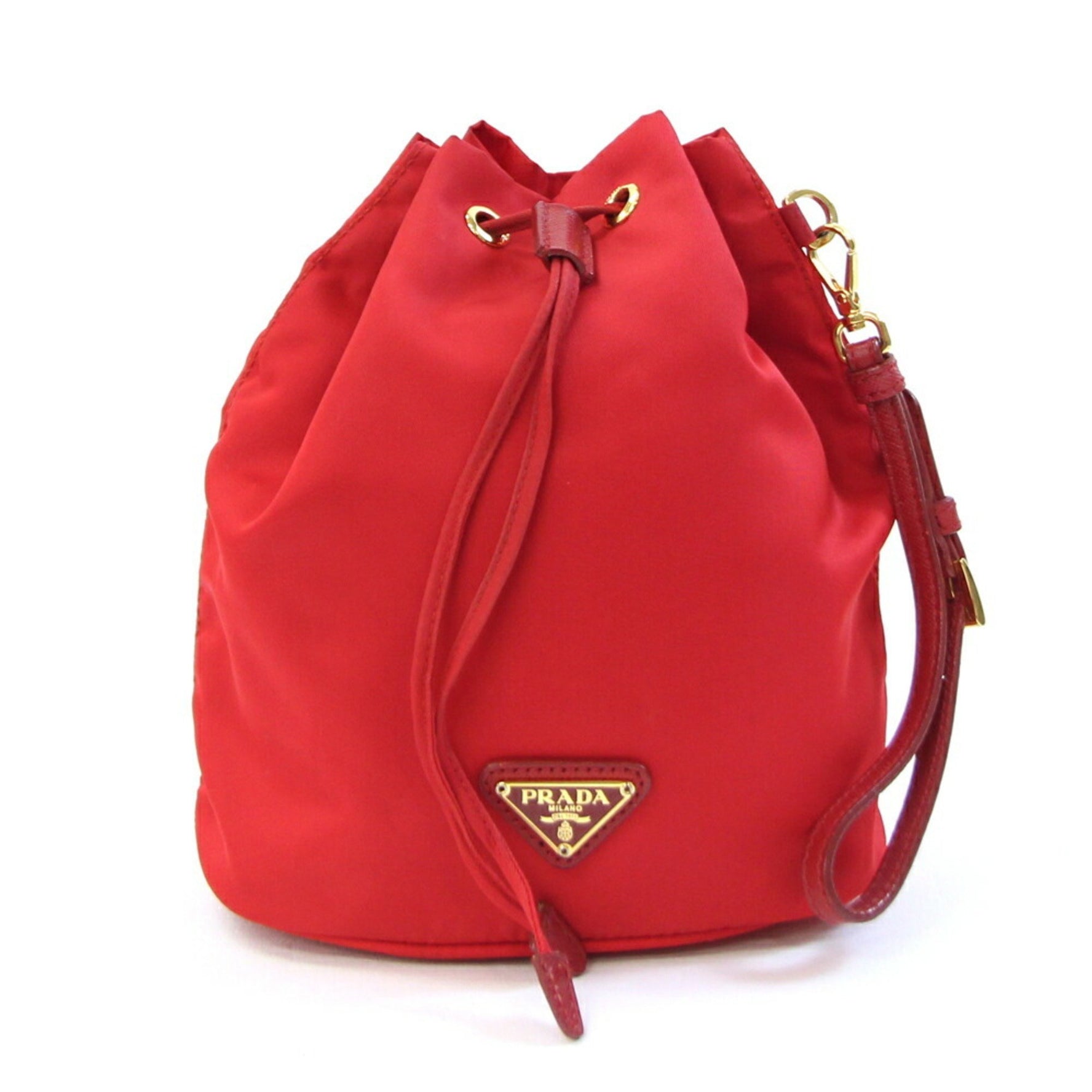 Prada Pouch Red Nylon and Leather Handbag with Strap