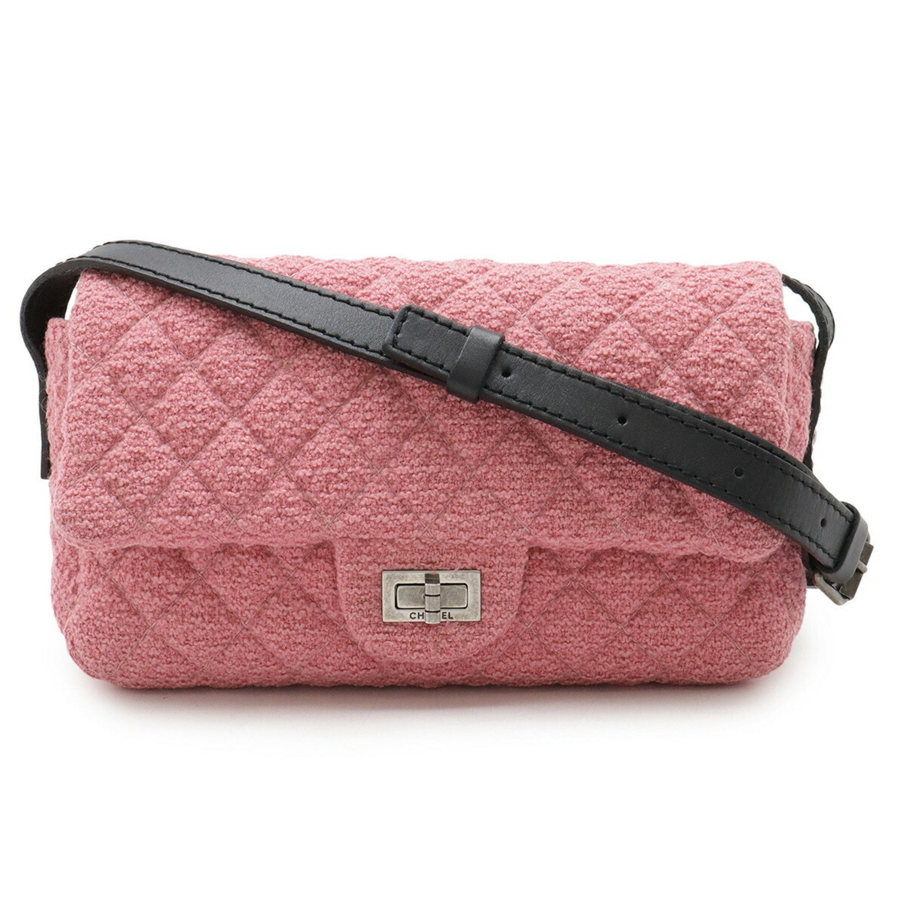 CHANEL 2.55 Matelasse Shoulder Bag Quilted Tweed 7691