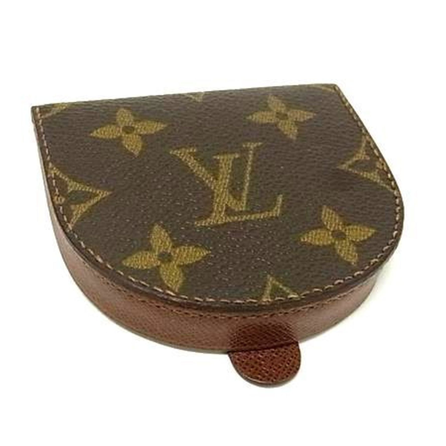 LOUIS VUITTON Monogram Porte Monnaie Cubetto Wallet/Coin Case Brown Leather