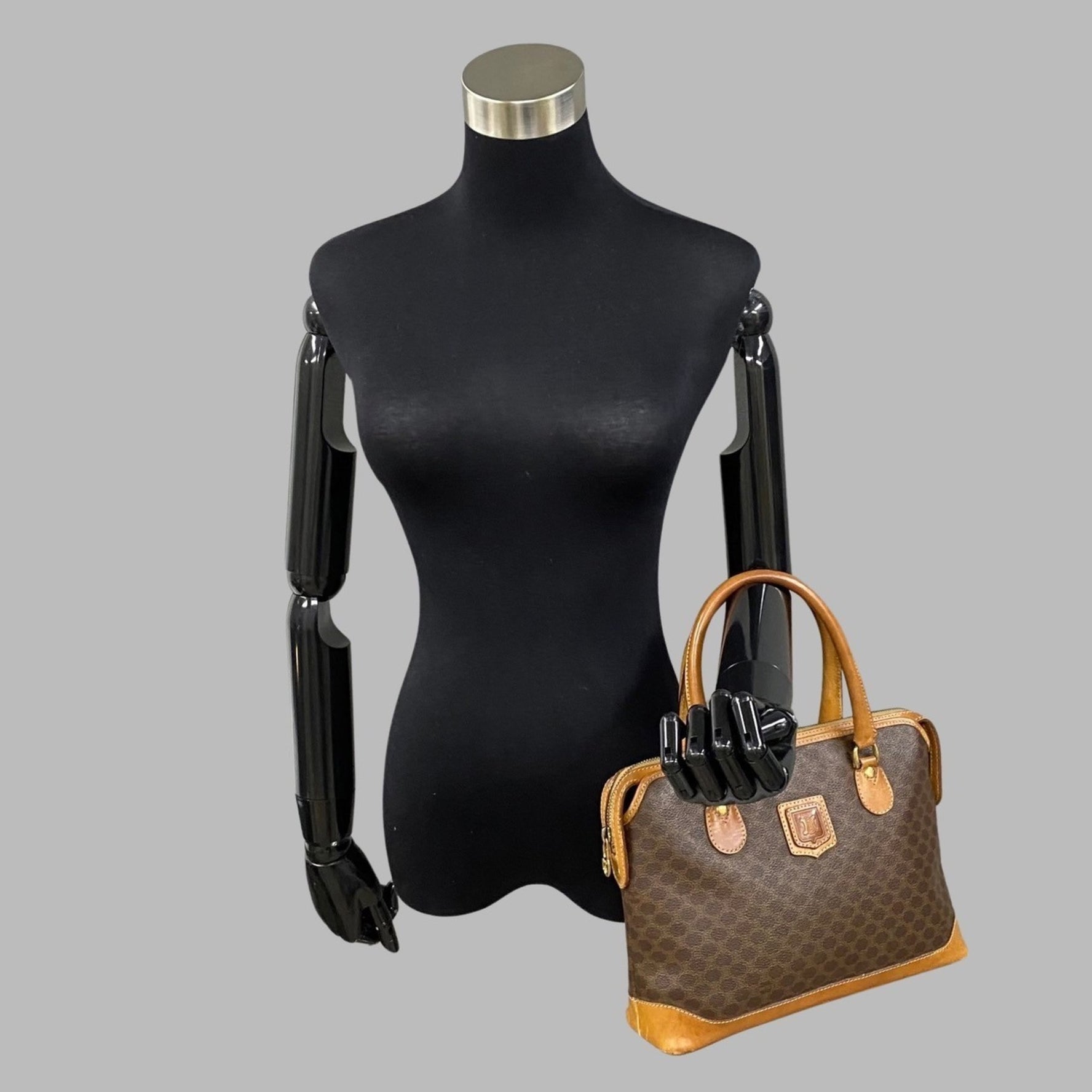 CELINE Macadam Blason Triomphe Leather Handbag Boston Bag