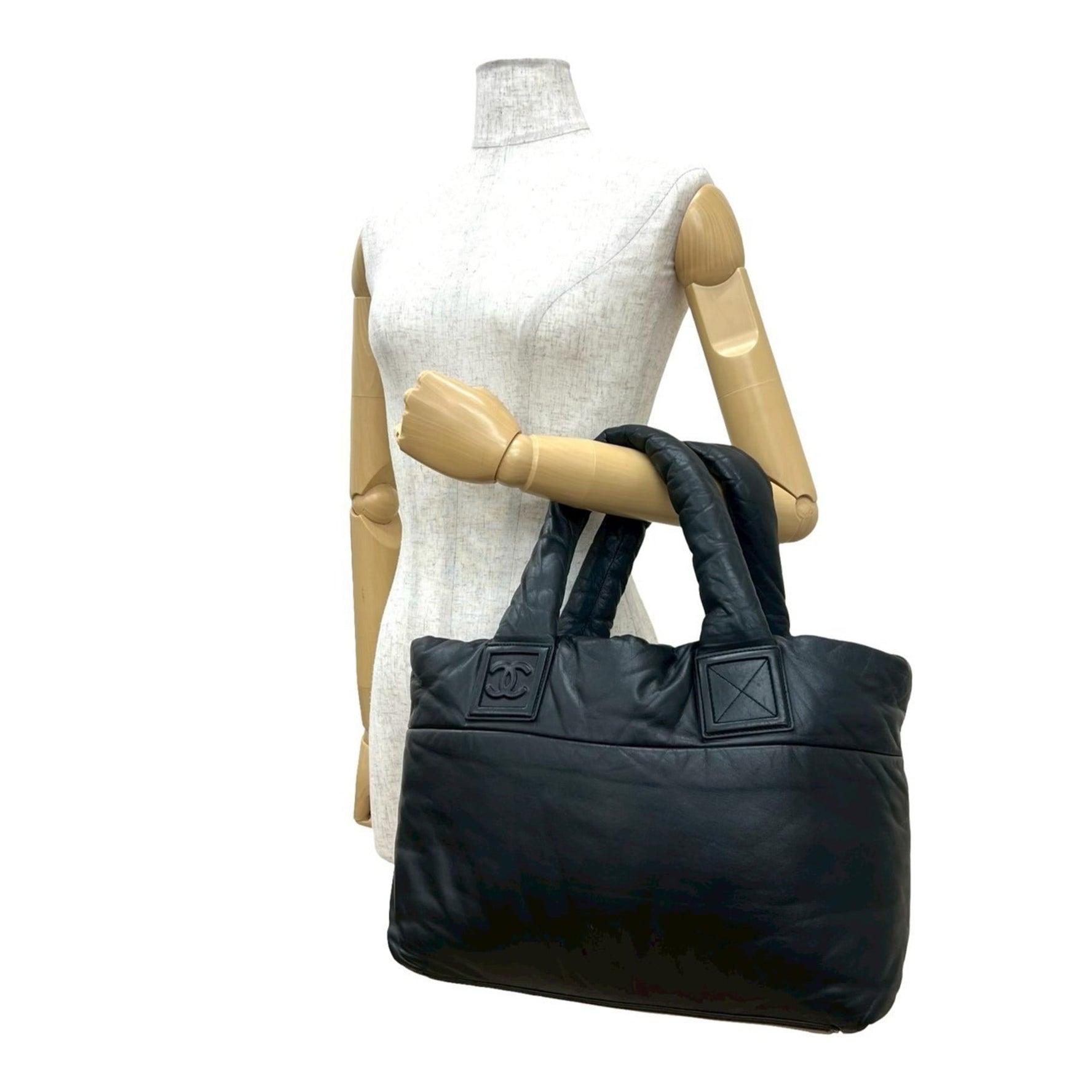 CHANEL Coco Cocoon Mark Leather Handbag Tote Bag