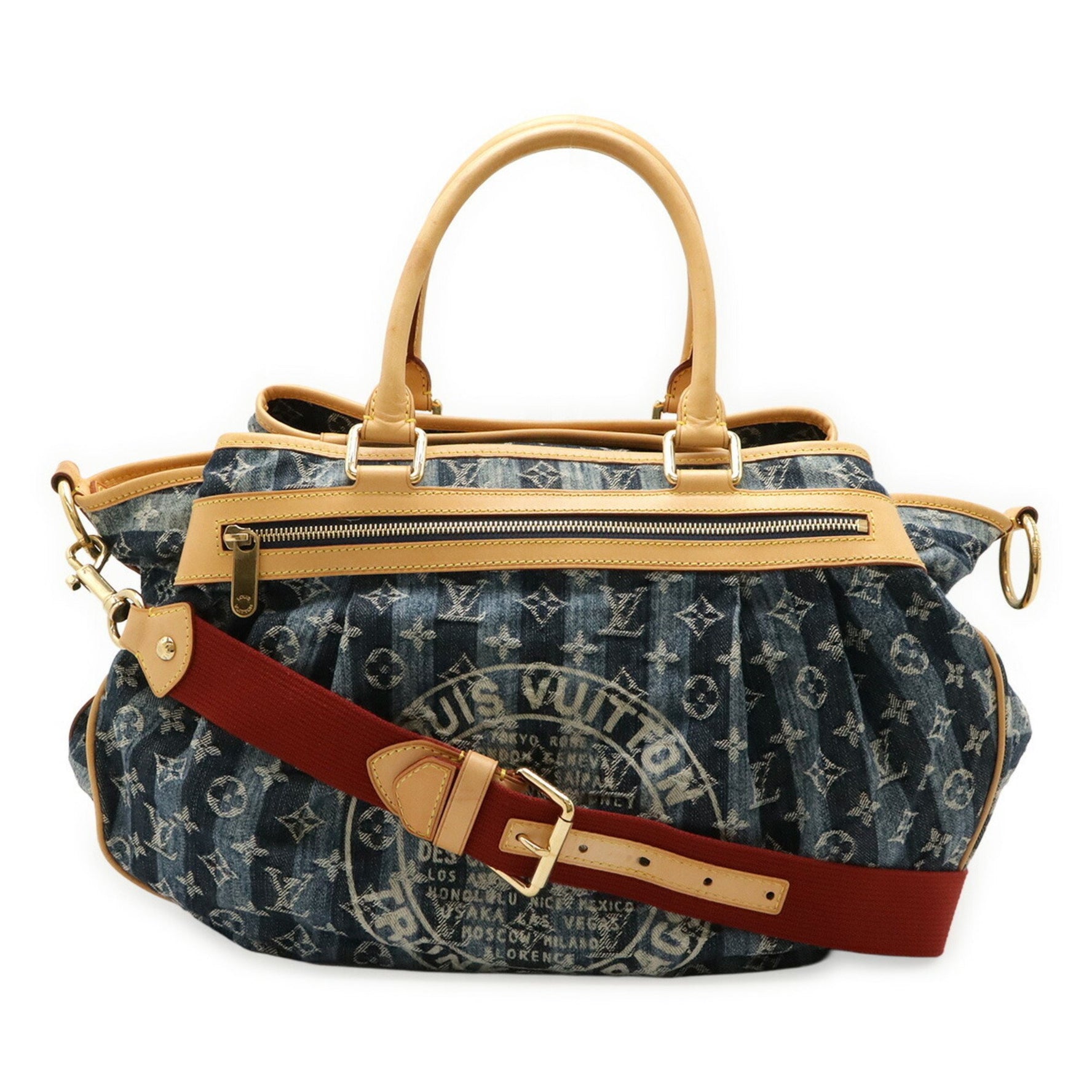 Louis Vuitton Monogram Denim Cabas Raye GM Tote Bag Shoulder