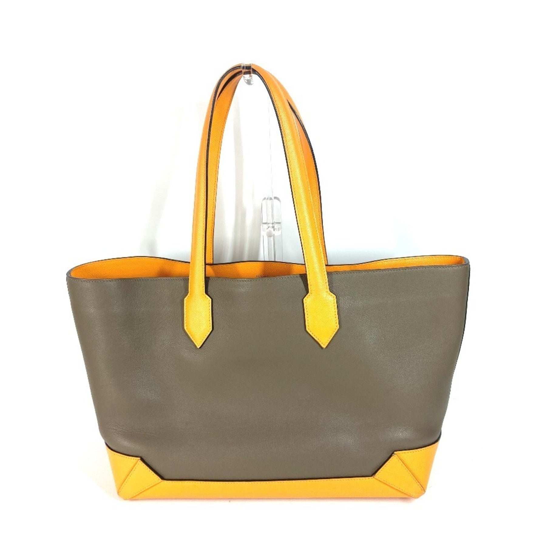 HERMES Bicolor Maxi Box Cabas 36 Shoulder Tote Bag Evercolor Epson Men's Origan x Jaune D'or Yellow
