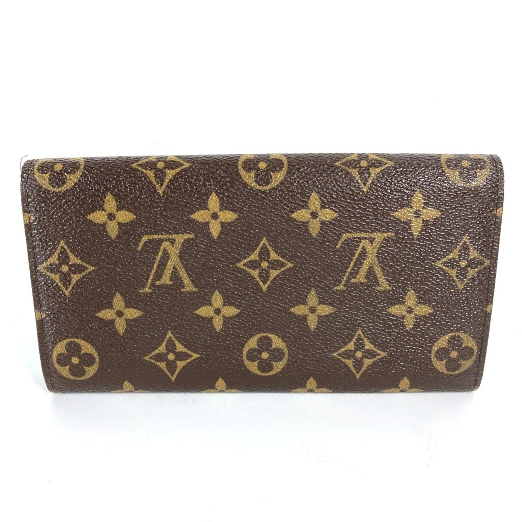 LOUIS VUITTON M61726 Monogram Porte Monnaie Credit Flap Long Wallet in Canvas, Women's, Brown