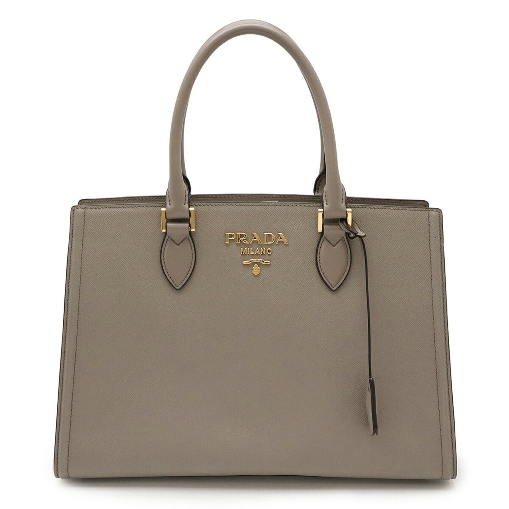 PRADA SAFFIANO Handbag Tote Bag Leather ARGILLA Greige