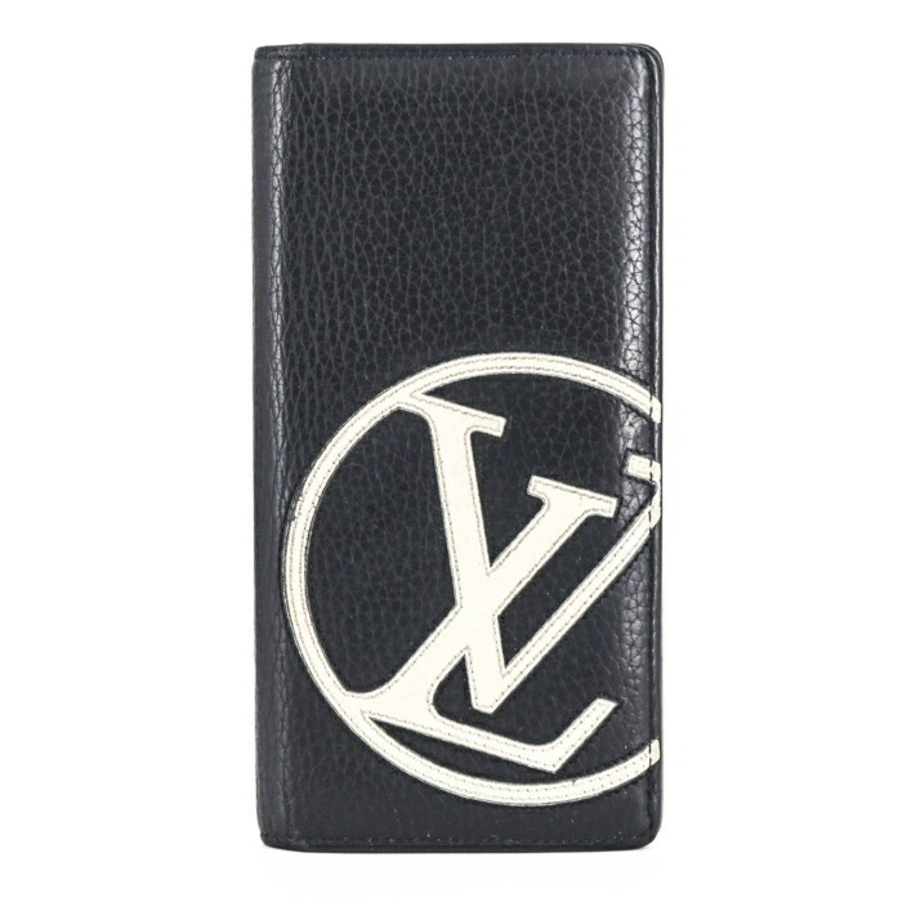 Louis Vuitton Portefeuille Brazza LV Circle Bifold Wallet, Taurillon Leather Long Indigo Blue and Navy, with Initials