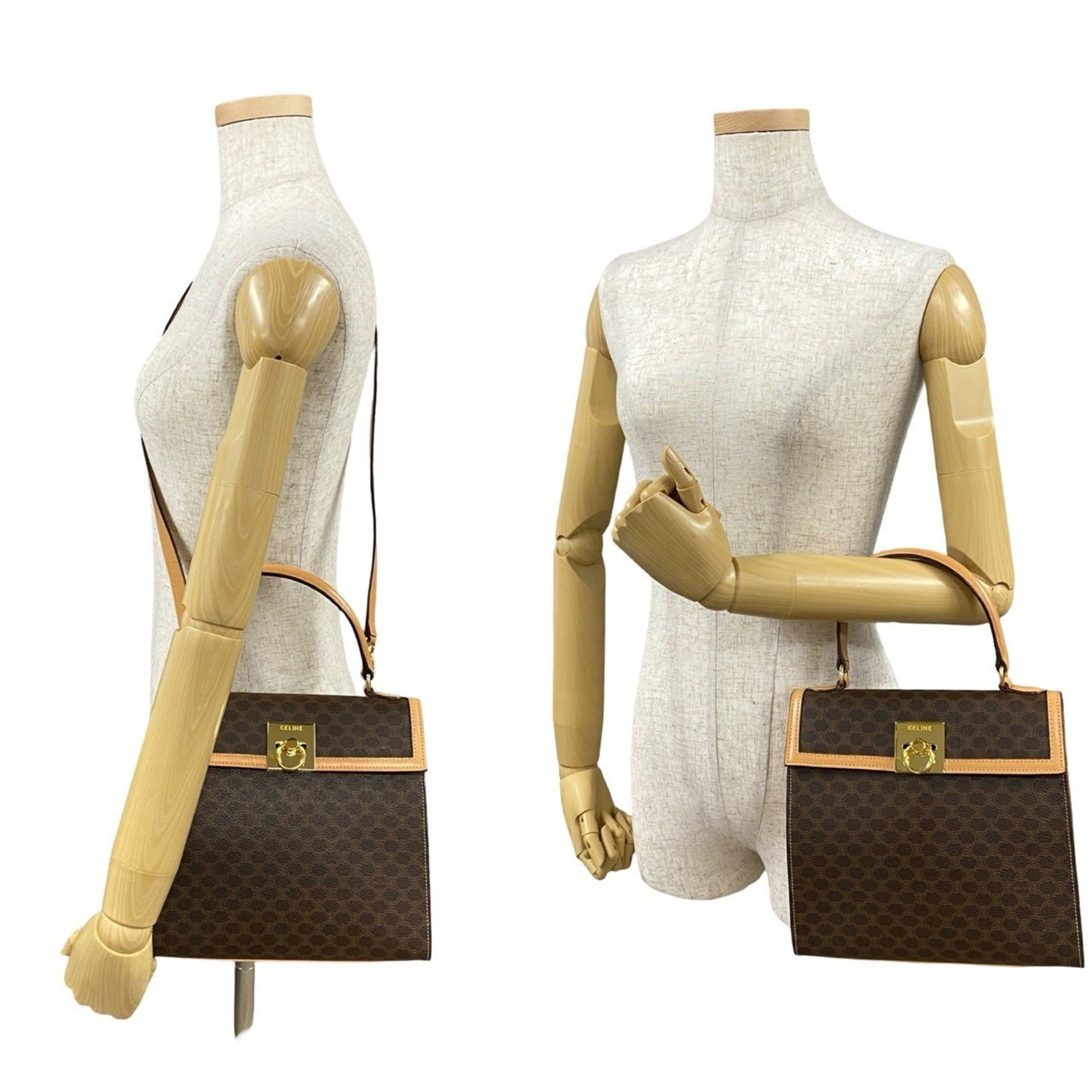 CELINE Macadam Blason Pattern with Ring Hardware, Leather, Handbag/Shoulder Bag, 01581