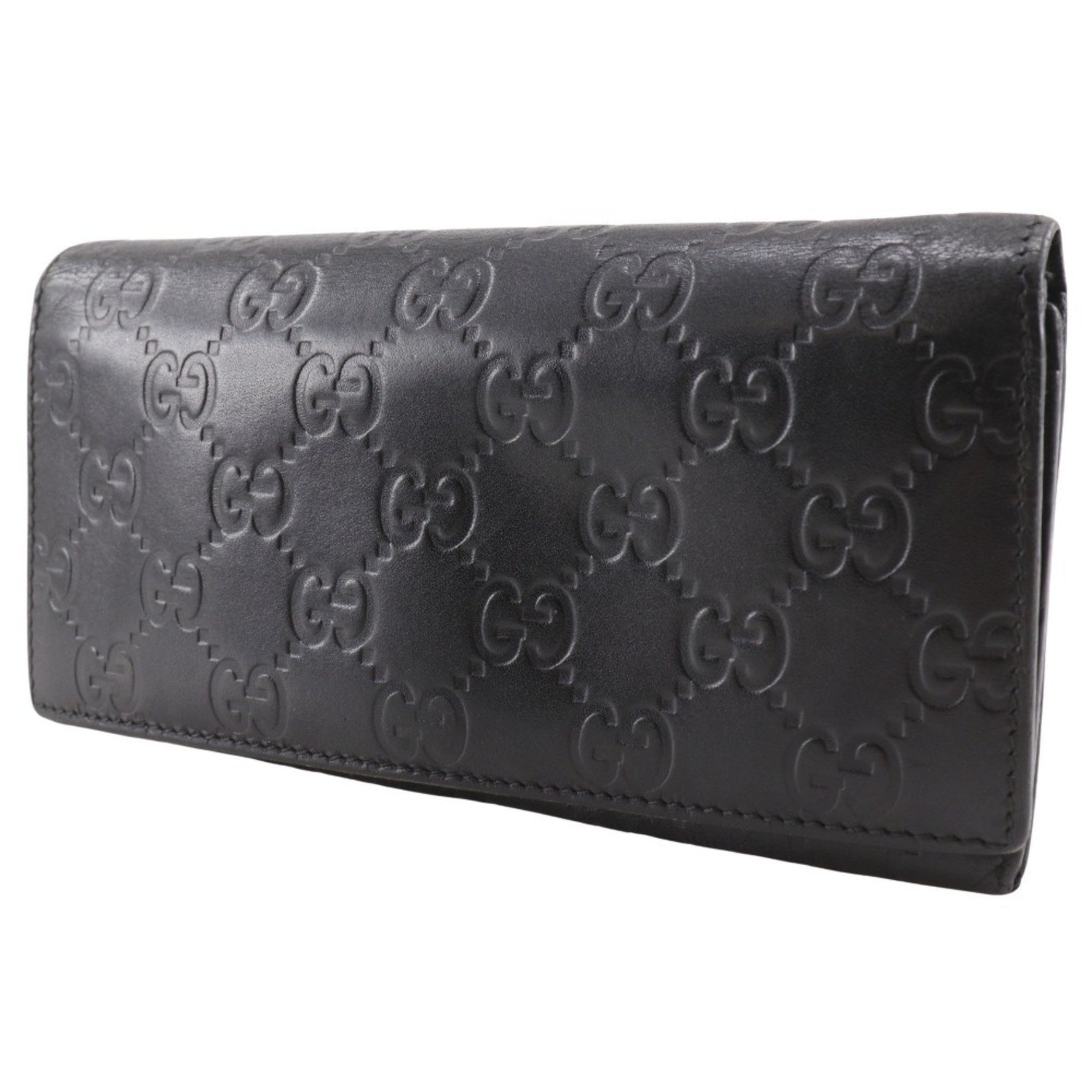 Gucci GG Long Wallet Shimmer Leather Snap Button Unisex