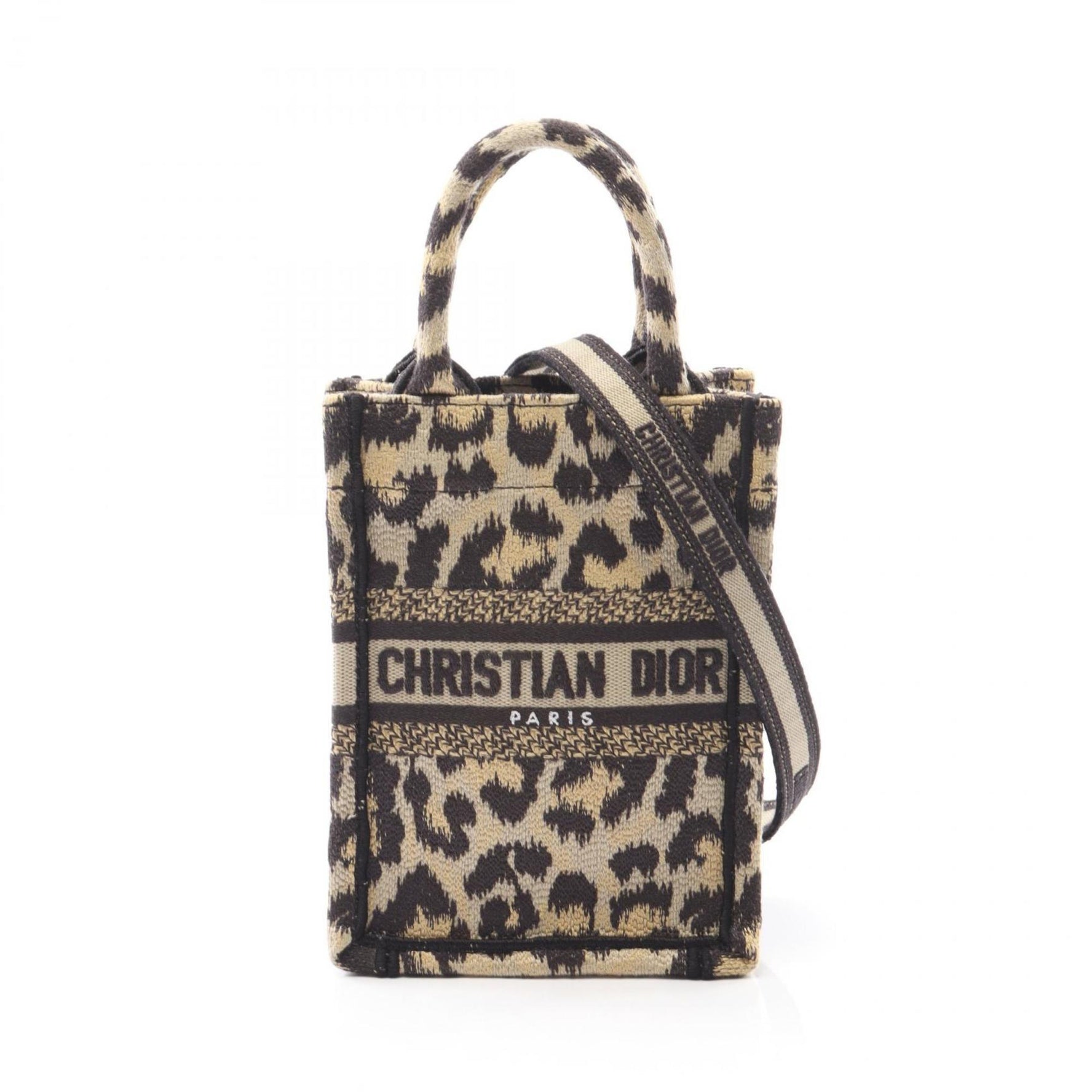 Christian Dior Dior BOOK TOTE Mini Phone Bag Handbag Canvas Beige Black