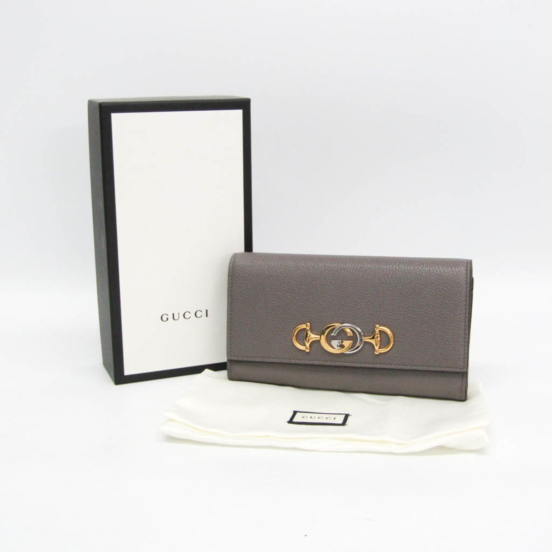Gucci Zumi Continental Wallet Women's Leather Long Wallet (bi-fold) Dark Gray
