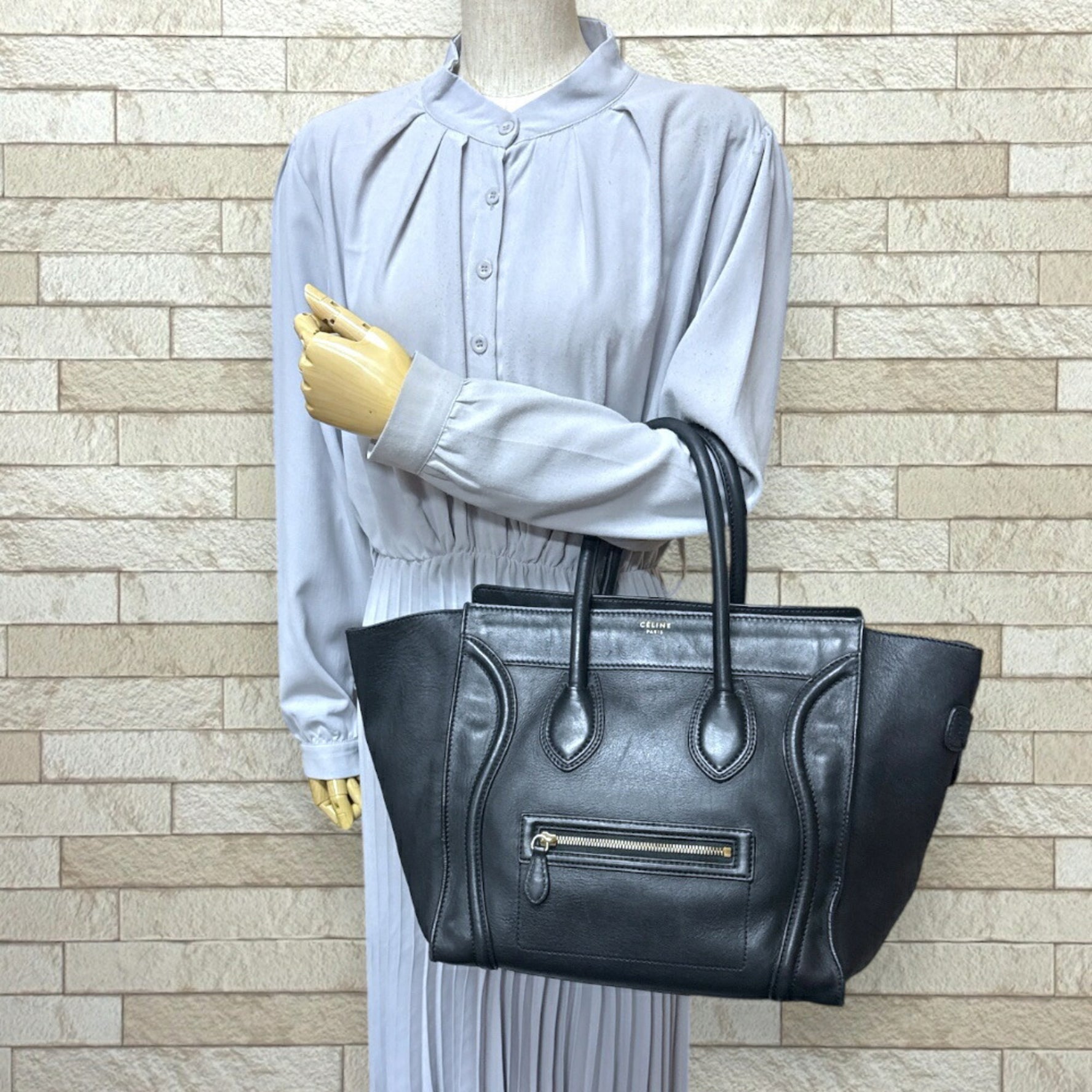Celine Luggage Mini Shopper Handbag in Leather