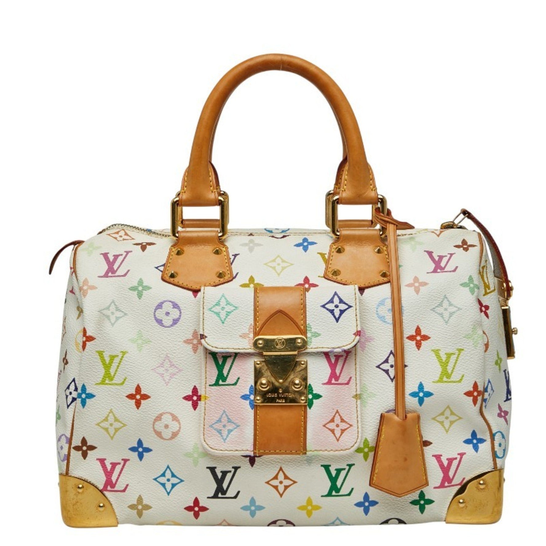 Louis Vuitton Monogram Multicolore Speedy 30 Handbag in Blanc White PVC Leather