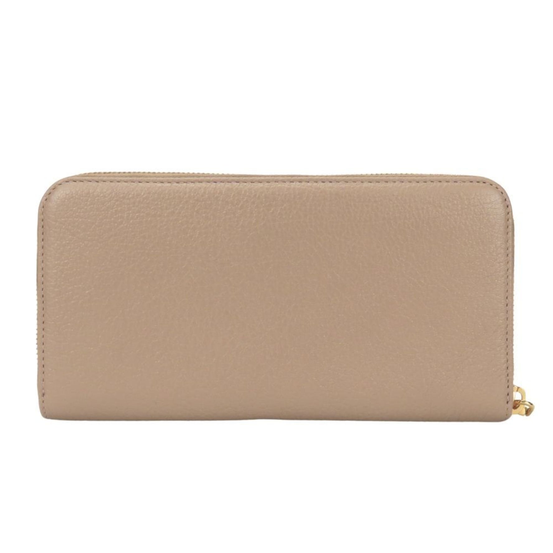 Miu Miu Miu Long Wallet Round Leather CAMMEO Pink Beige Dull Color MIUMIU