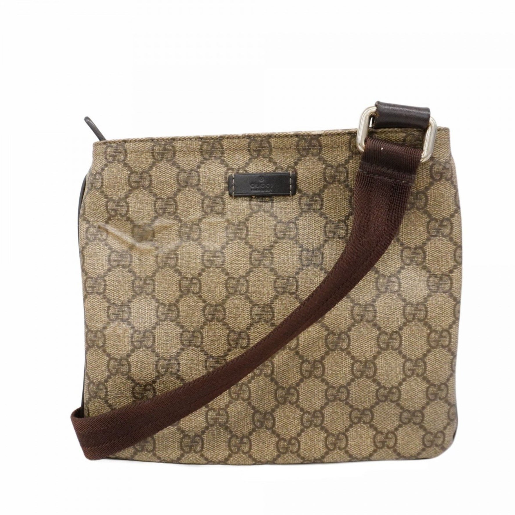 Gucci GG Supreme Shoulder Bag Brown Beige Women's